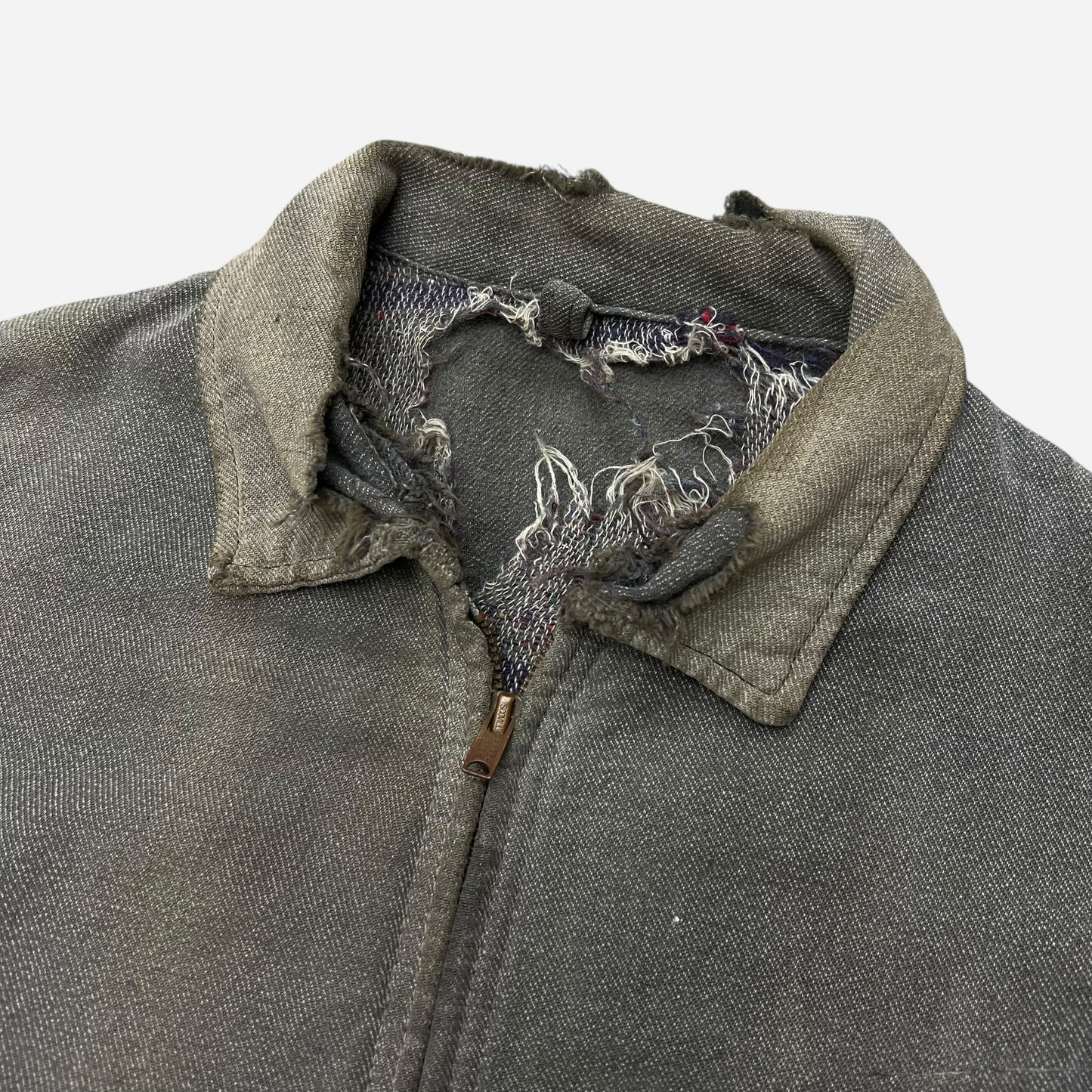 1940s 1950s Cotton salt & pepper distressed work jacket (L/XL)