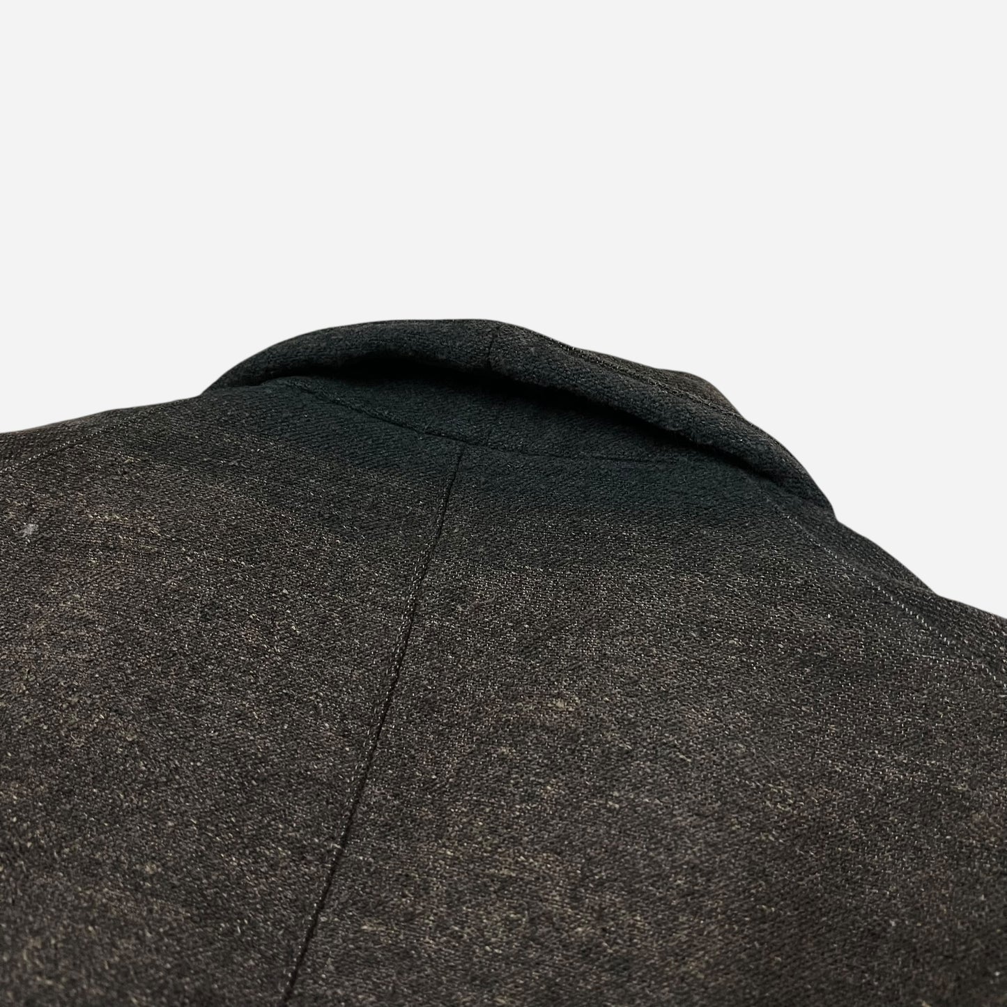 1900s 1910s Sun faded black woven wool/cotton work suit jacket (M)