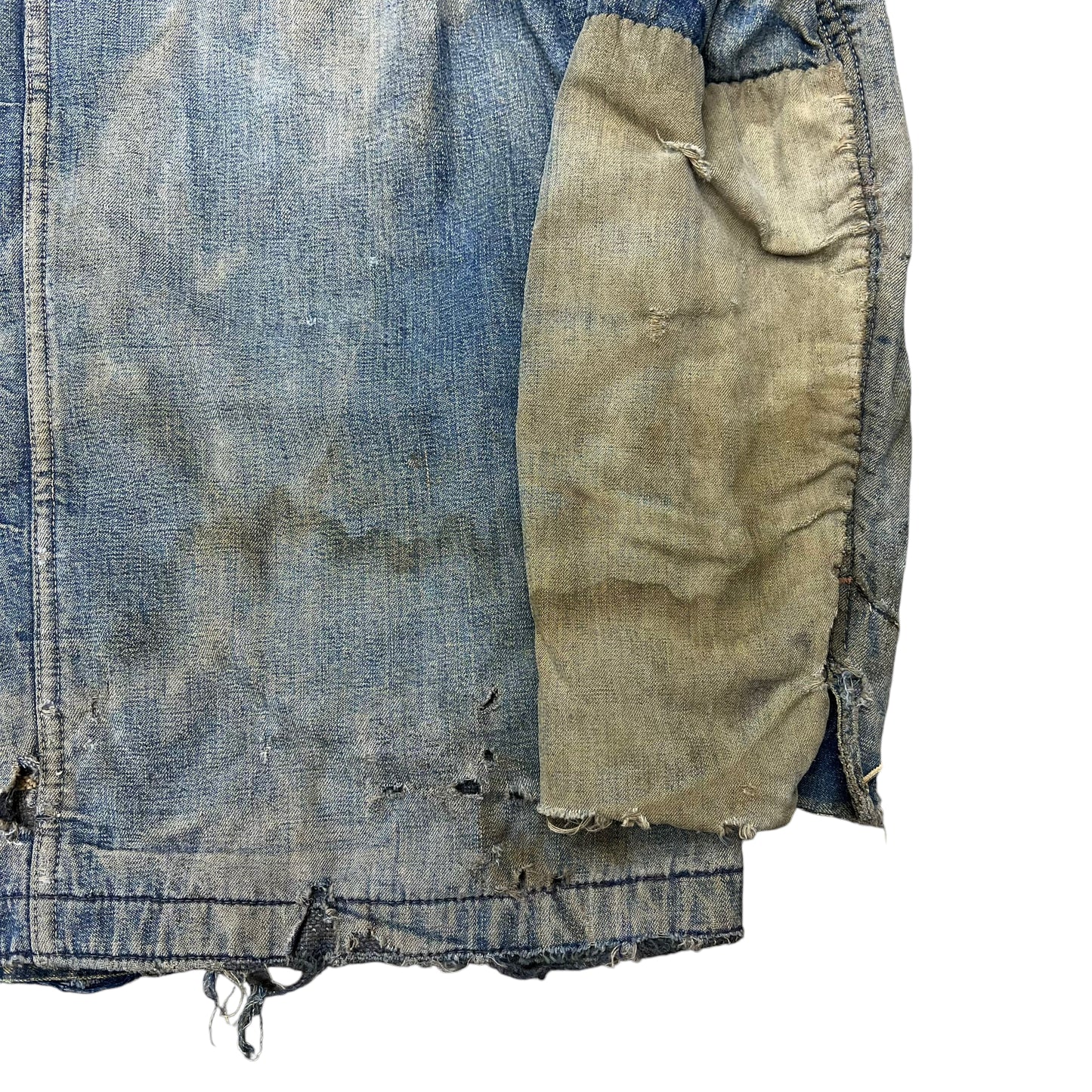 1940s Unbranded wartime denim chore coat wood button (M)