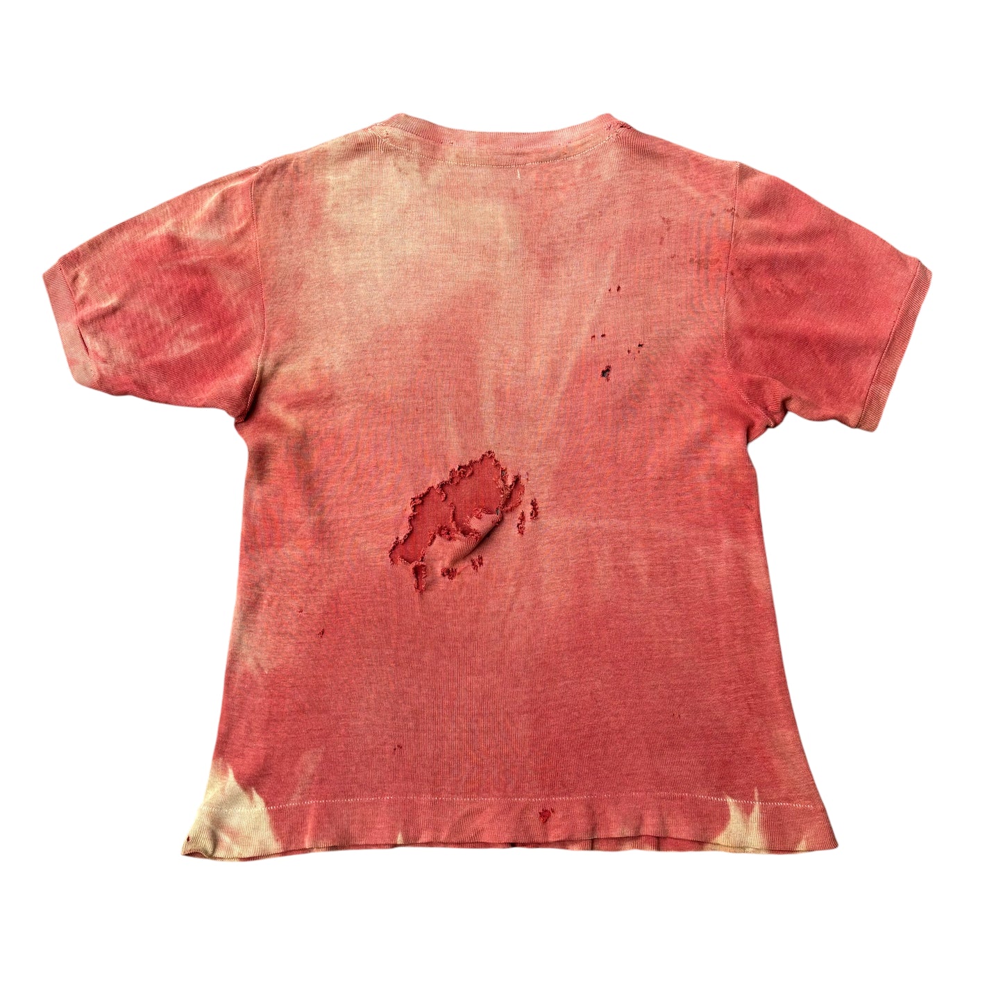 1950s Red sun faded ribbed cotton t shirt (M)