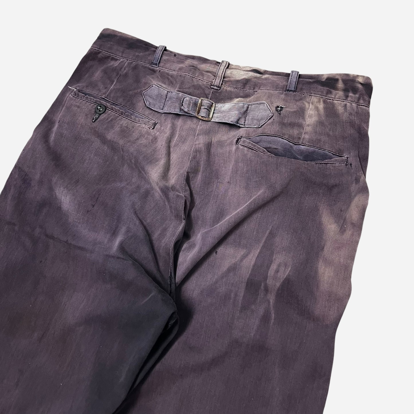 1950s Purple cotton buckle back sun faded pants (28w)