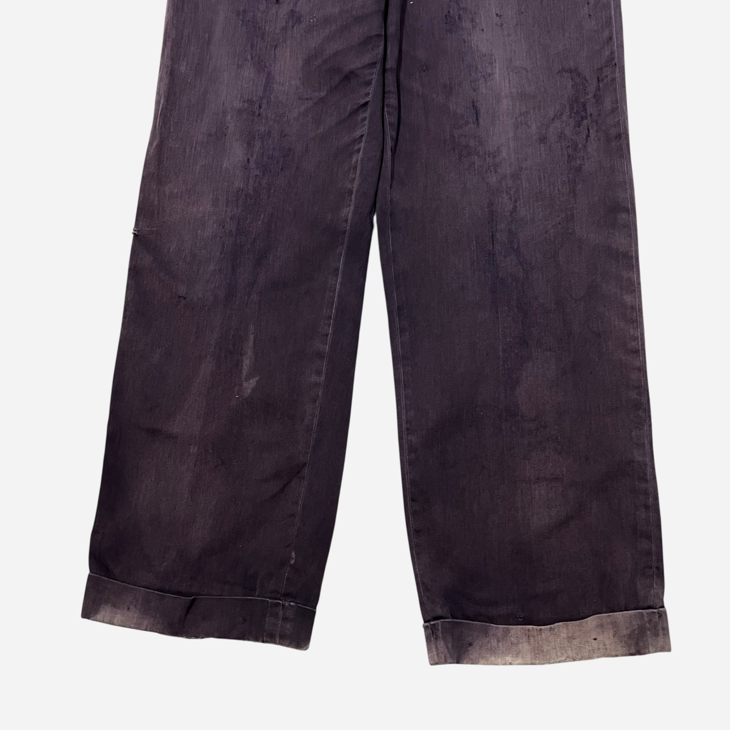1950s Purple cotton buckle back sun faded pants (28w)