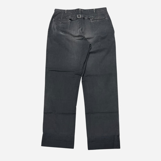 1950s Black cotton buckle back work pants (33w)
