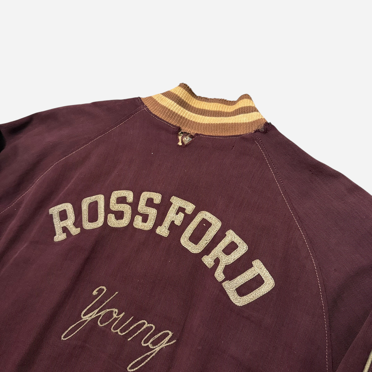 1950s Empire burgundy chainstitch snap button cotton jacket (L)