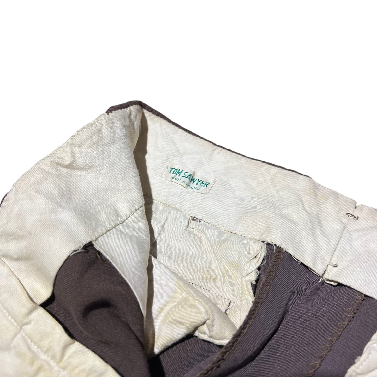 1950s Tom Sawyer brown gabardine pleated pants (28w)