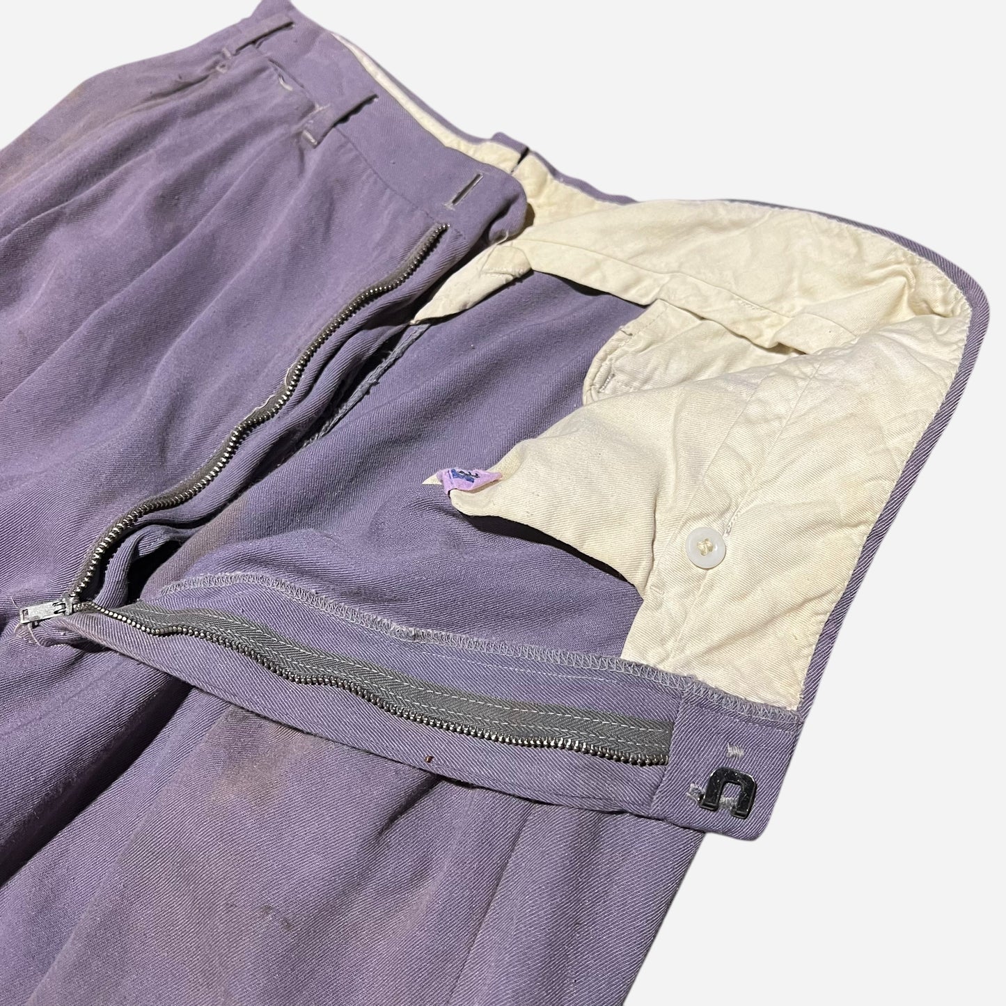 1940s 1950s Purple pleated rayon/cotton pants (32w)