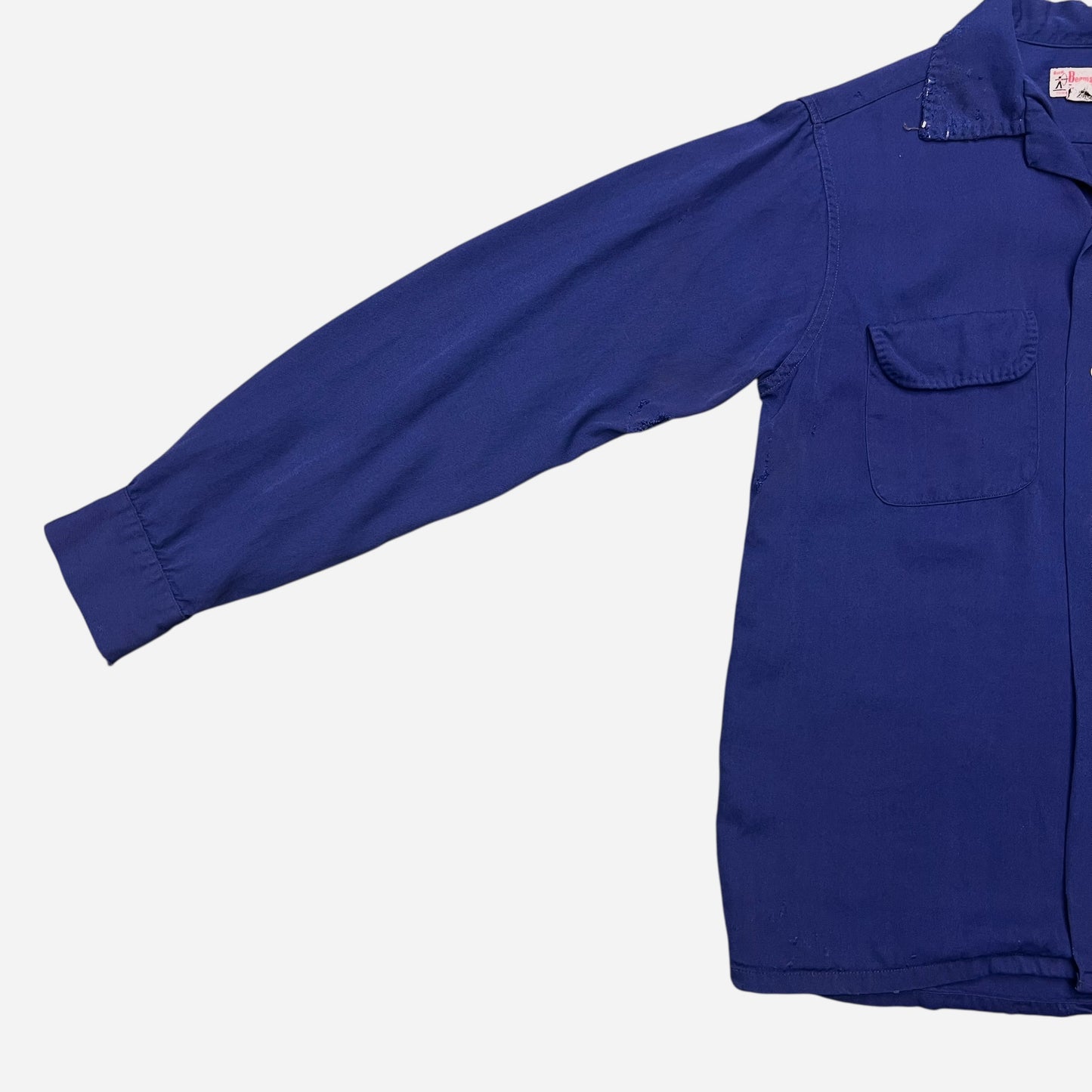 1950s Blue rayon loop collar shirt (M)