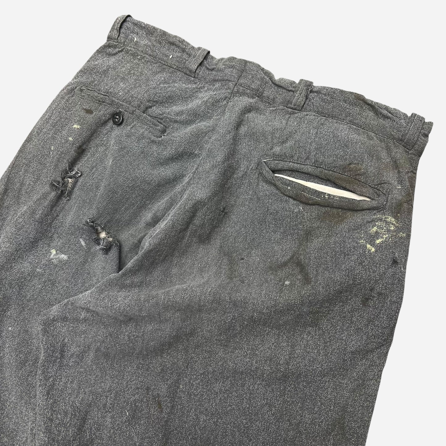 1940s Salt & pepper cotton chambray pants (30w)