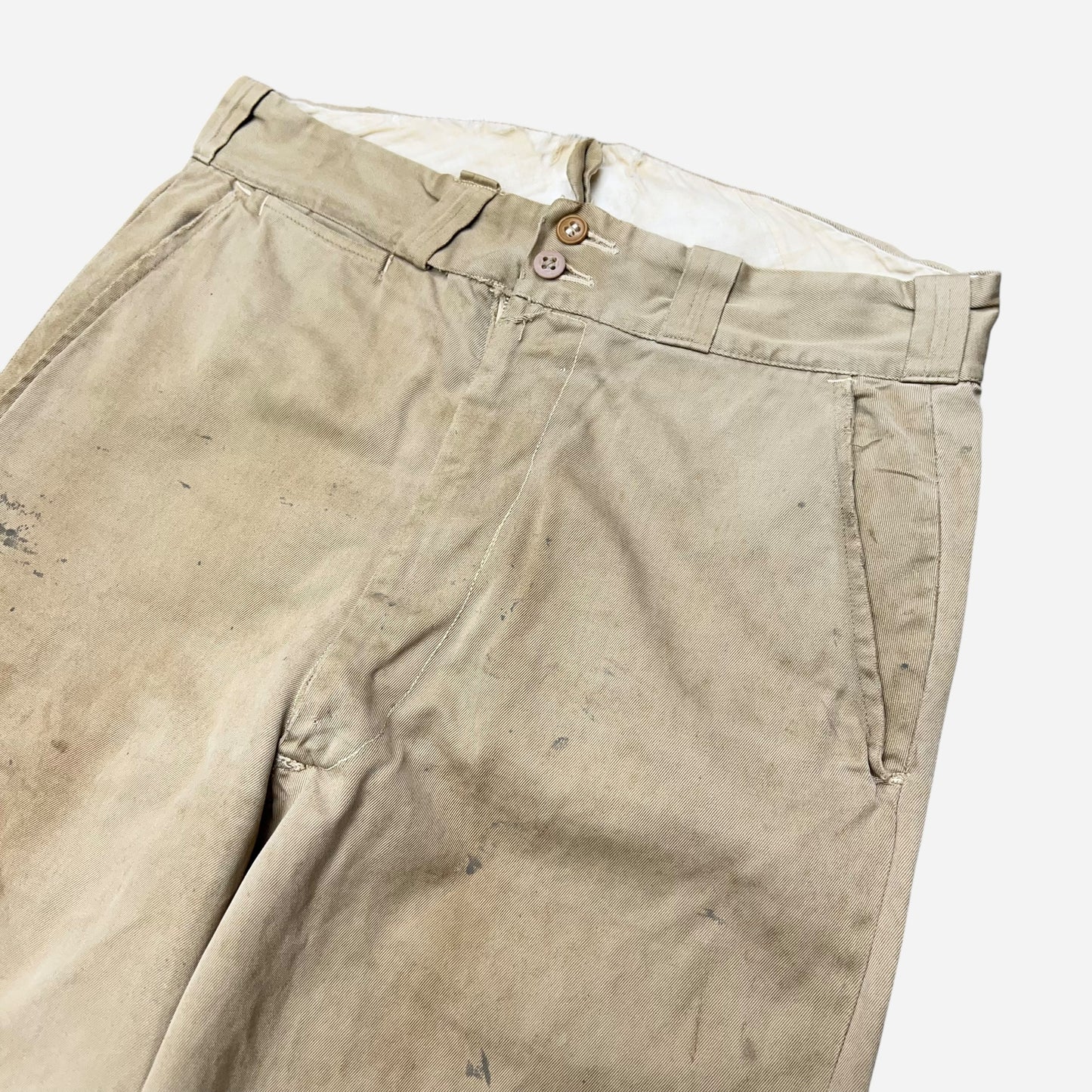 1940s Double button wide leg khaki chino pants (30w)