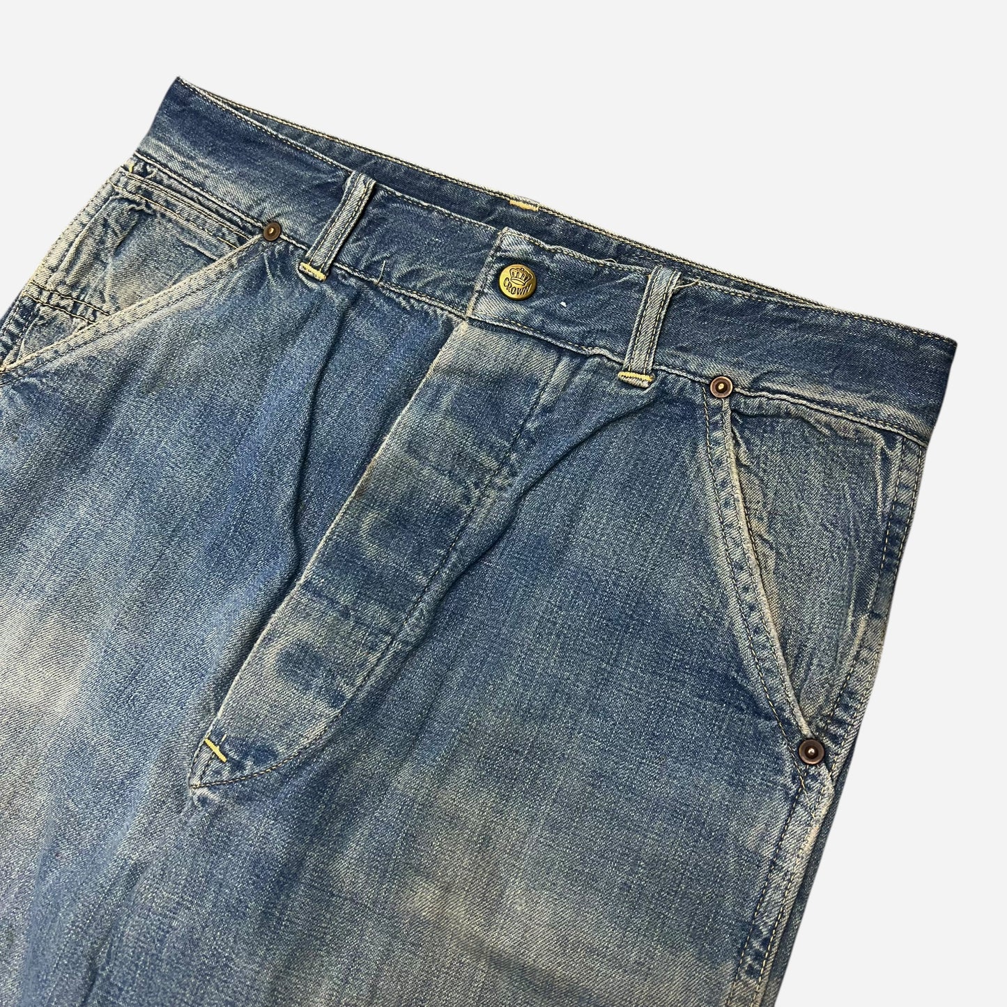 1940s Crown donut button fly denim jeans as is (28w)