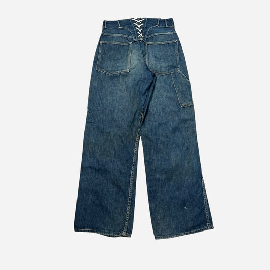 1940s The Big Favorite donut button fly lace back dark wash jeans (28w)