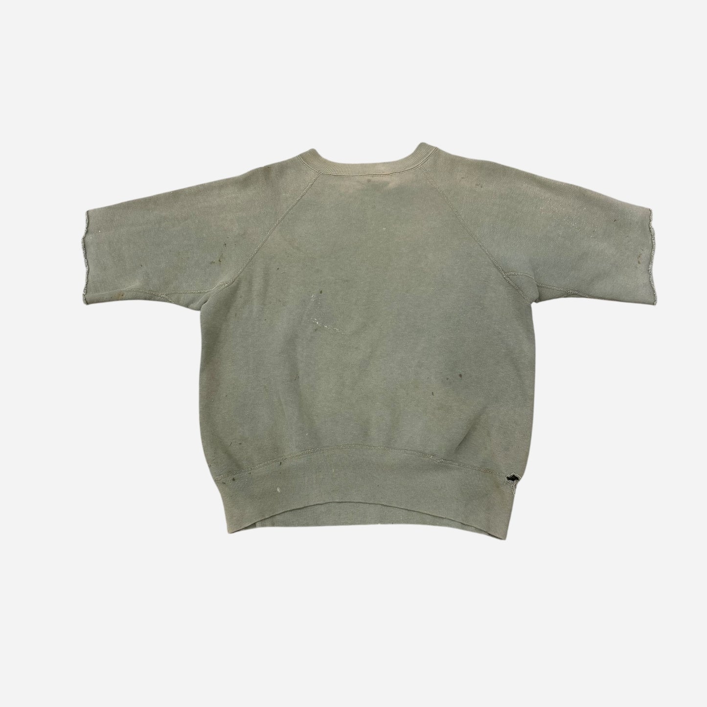 1960s Sun faded green collegiate cut off sweatshirt (M)