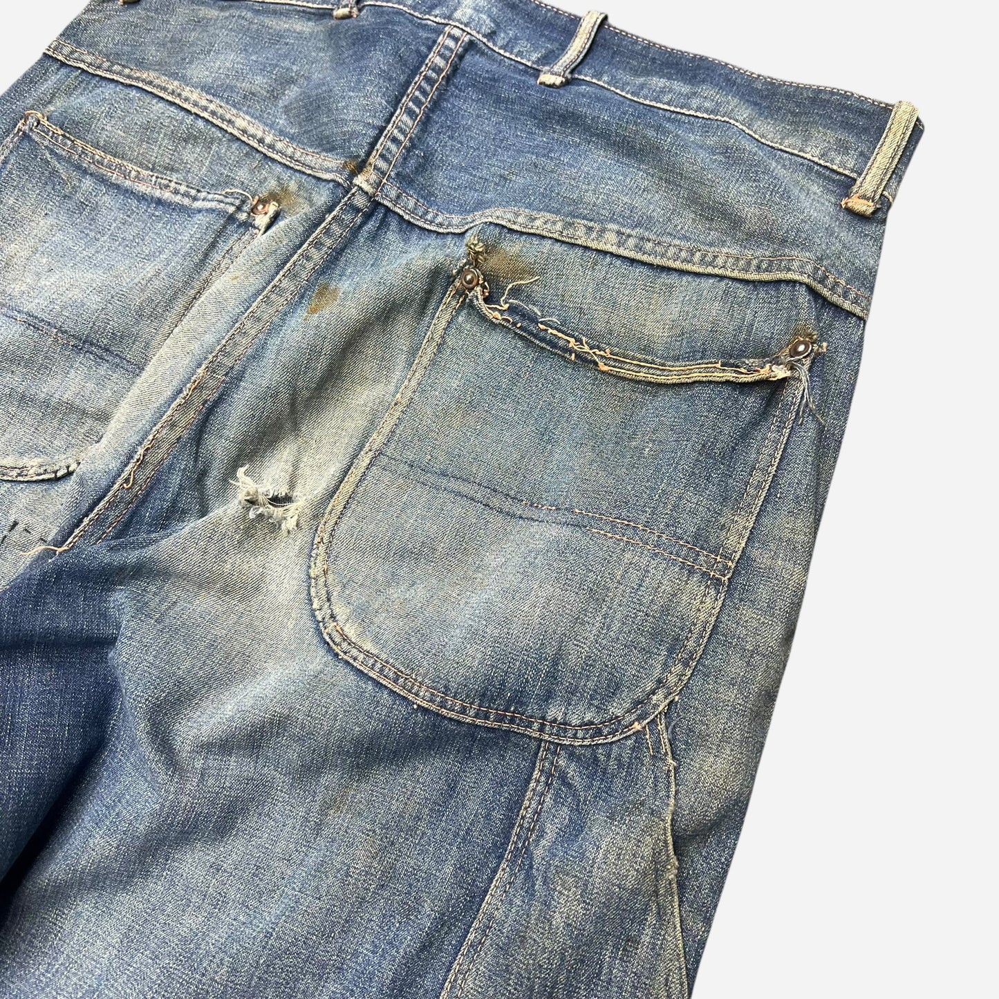 1930s Unbranded donut button fly carpenter denim jeans (32w)