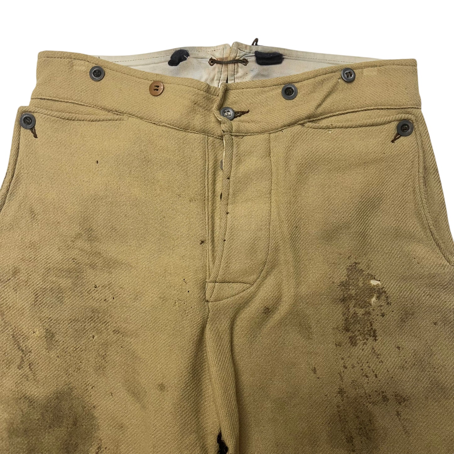 1890s-1920s Civil War theatrical costume pants patched wool (35w)