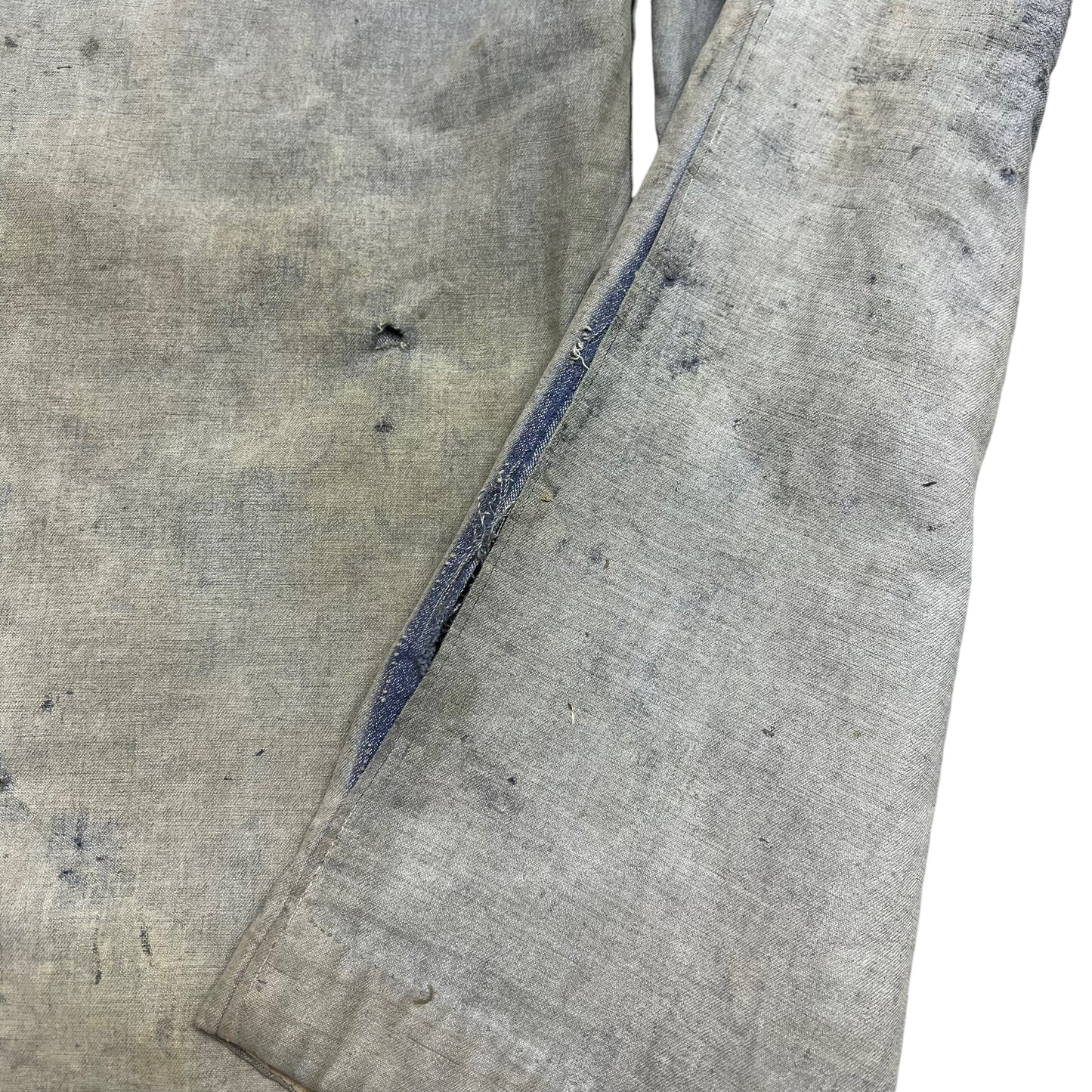 1920s Unknown brand buckle back denim/blue S&P chino style work pants (36w)
