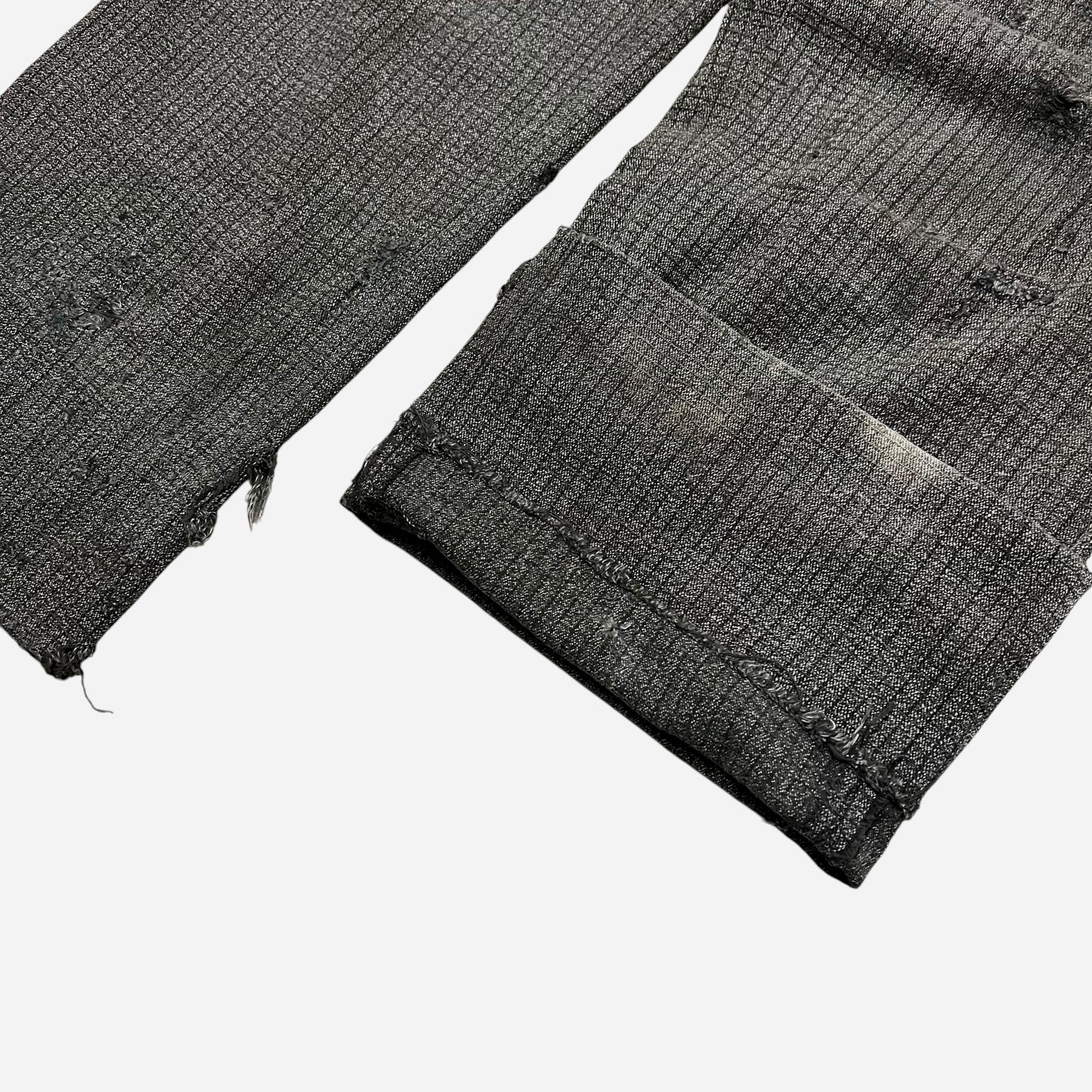 1930s Heavy weave cotton grid pattern repaired pants (31w)