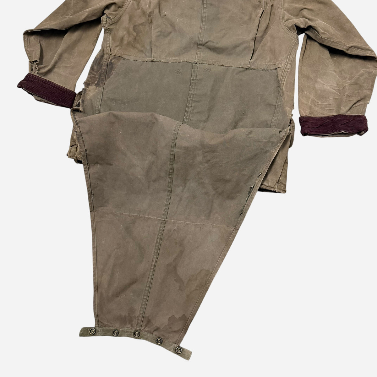1950s Green canvas brown corduroy hunting jacket (S)