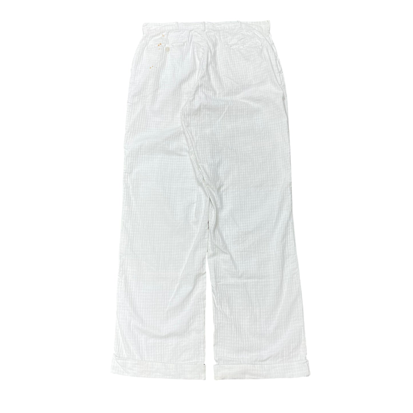 1930s 1940s N&W white cotton grid plaid pants (33w)