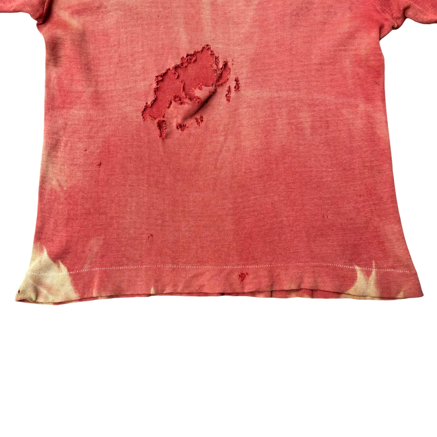 1950s Red sun faded ribbed cotton t shirt (M)