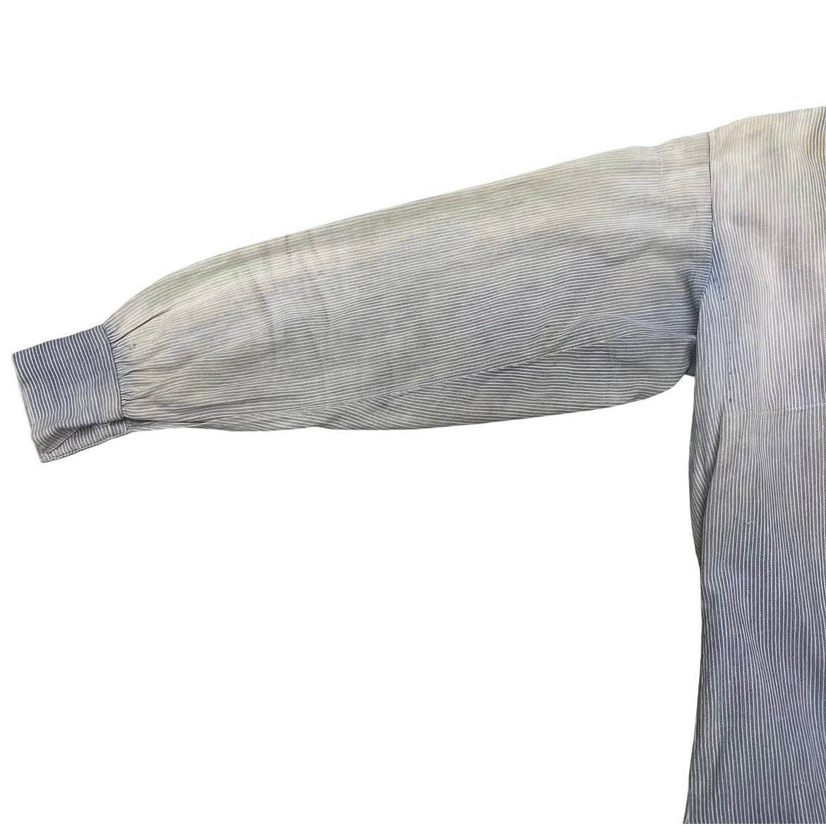 1900s 1910s Indigo striped cotton work shirt (M)