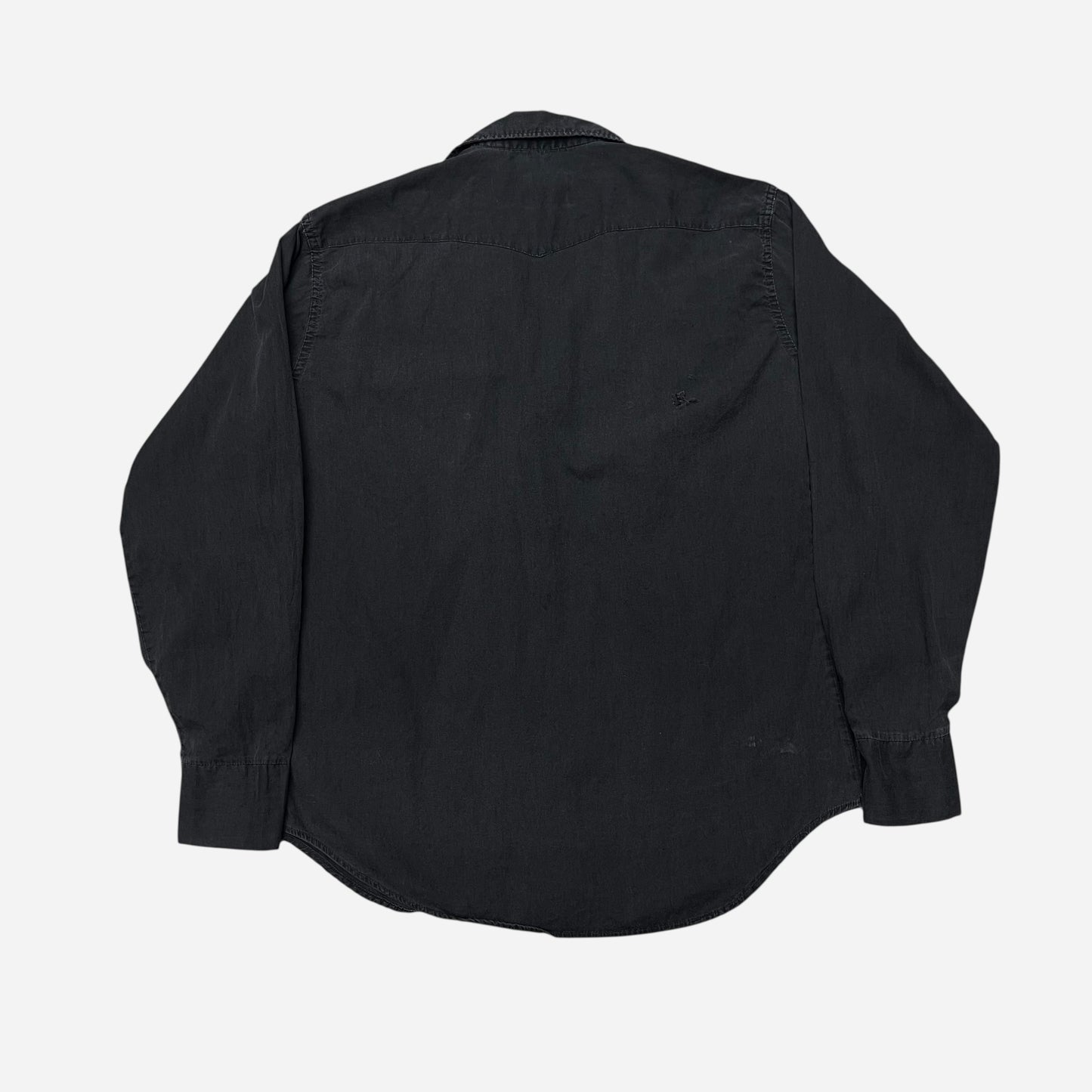 1960s Black cotton slant pocket pearl snap western pullover shirt (M)