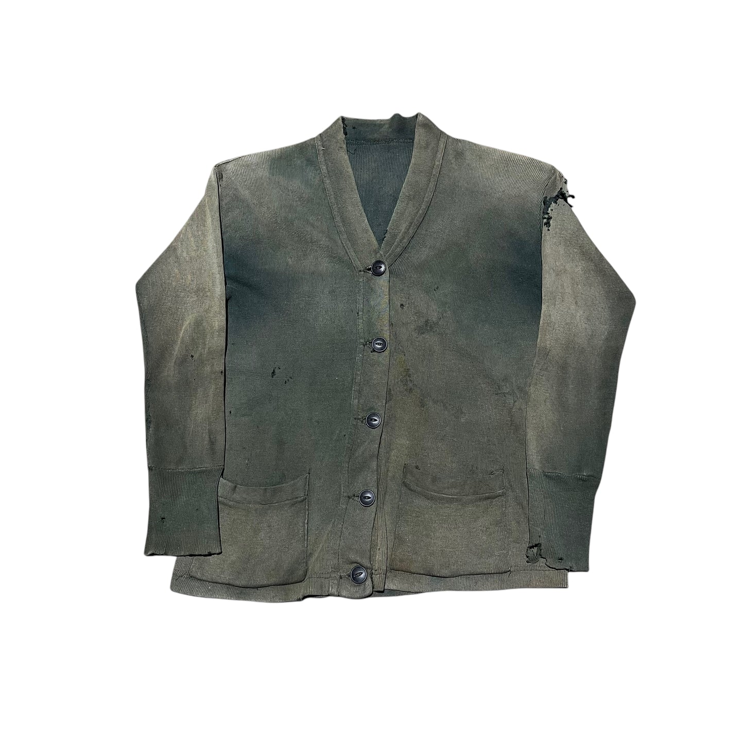 1940s Green sun faded cotton cardigan (XS/S)