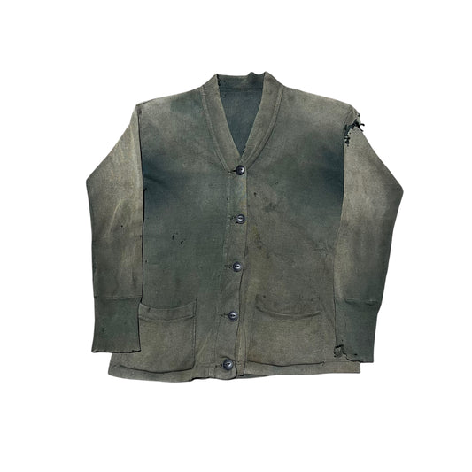 1940s Green sun faded cotton cardigan (XS/S)