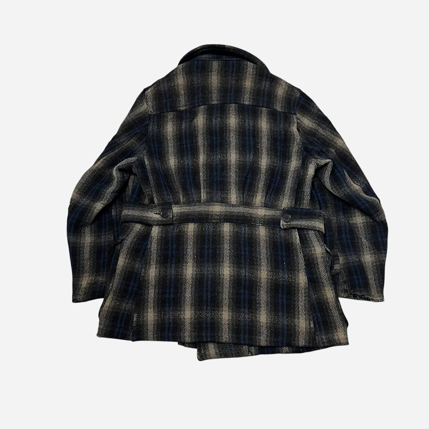 1940s Wearwell double breasted belted mackinaw wool coat (L)