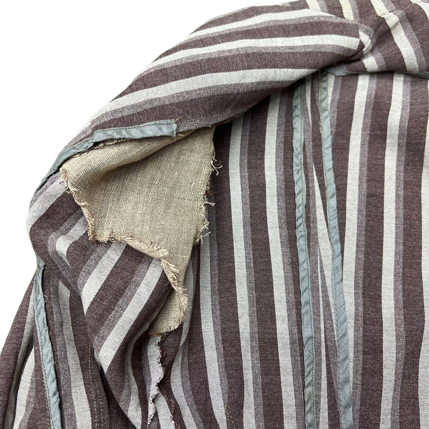1920s 1930s Women’s brown striped rayon/linen blazer jacket (M)