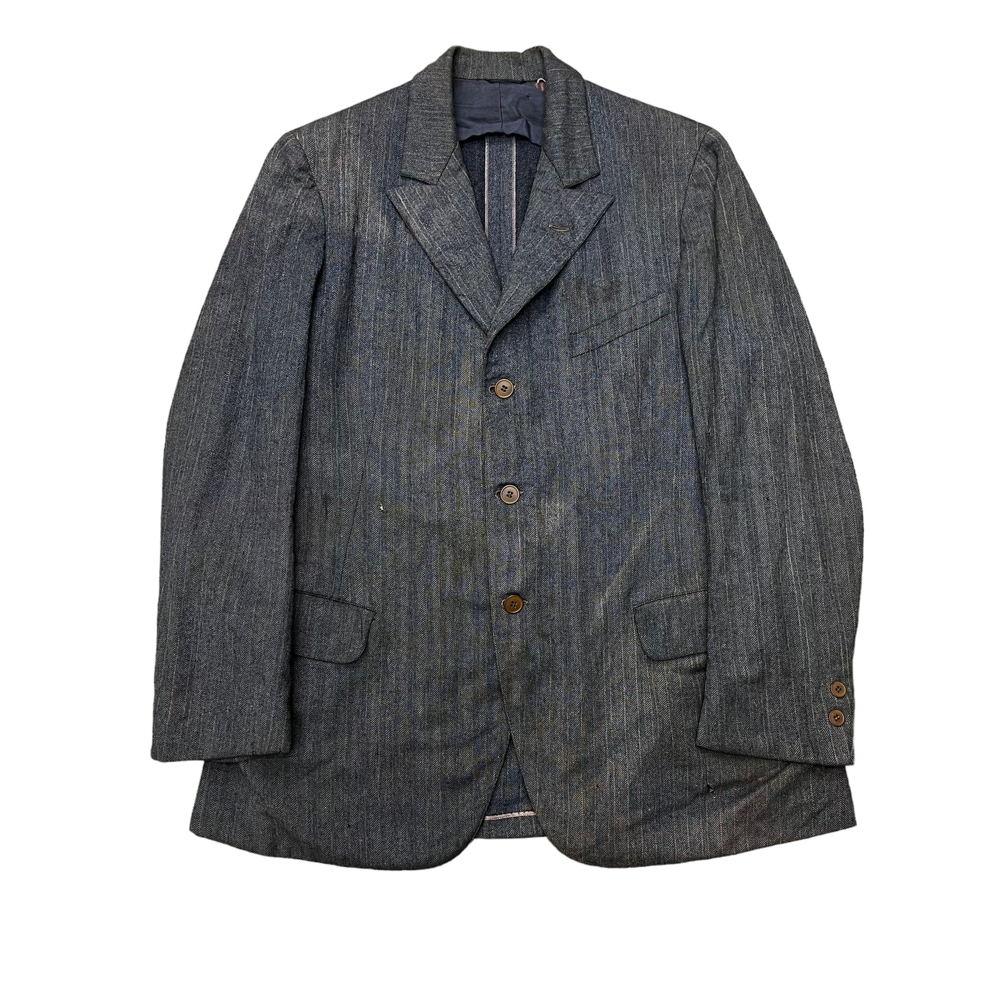 1920s Faded distressed grey herringbone work suit jacket (M/L)