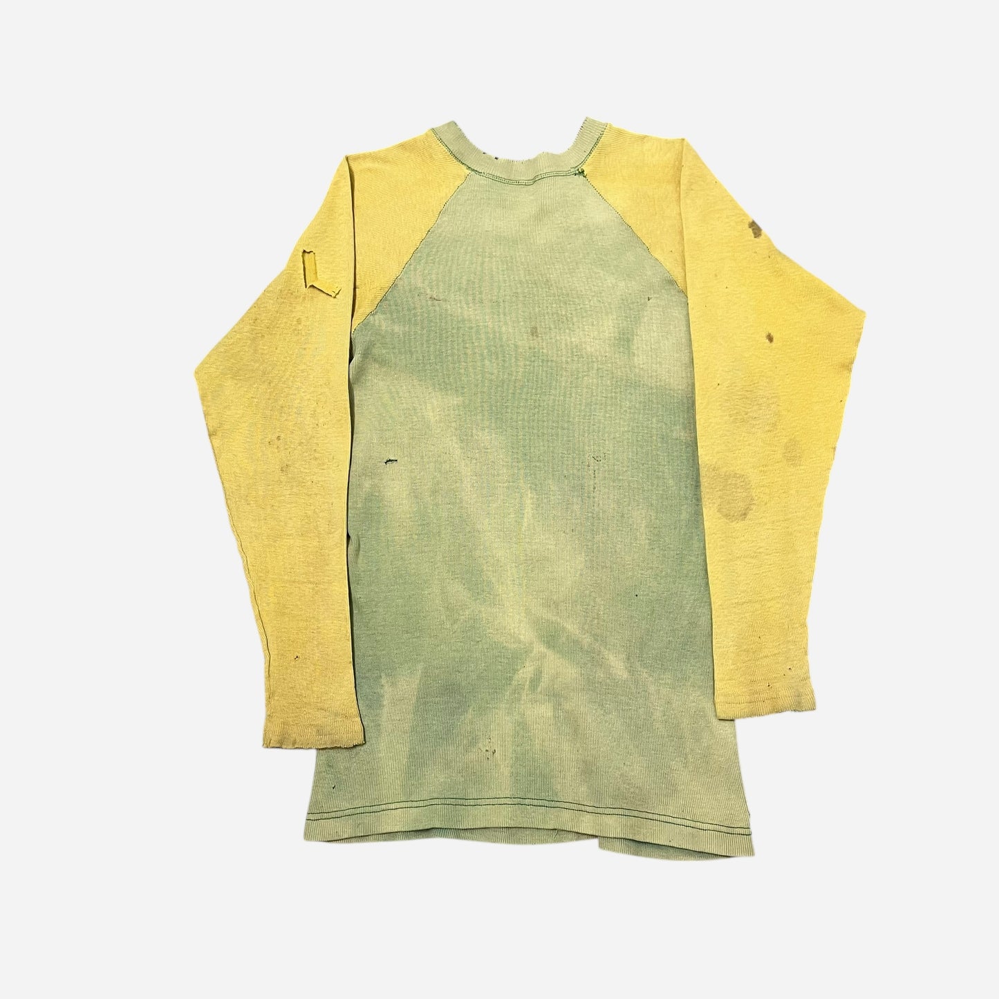 1930s Green sun faded two toned cotton jersey (S/M)
