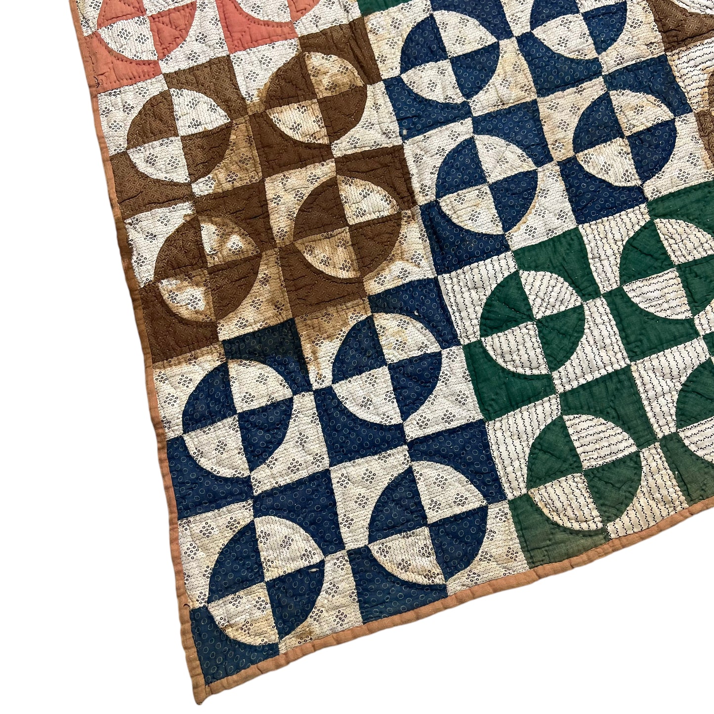1910s-1930s Calico color block quilt (77”x64”)