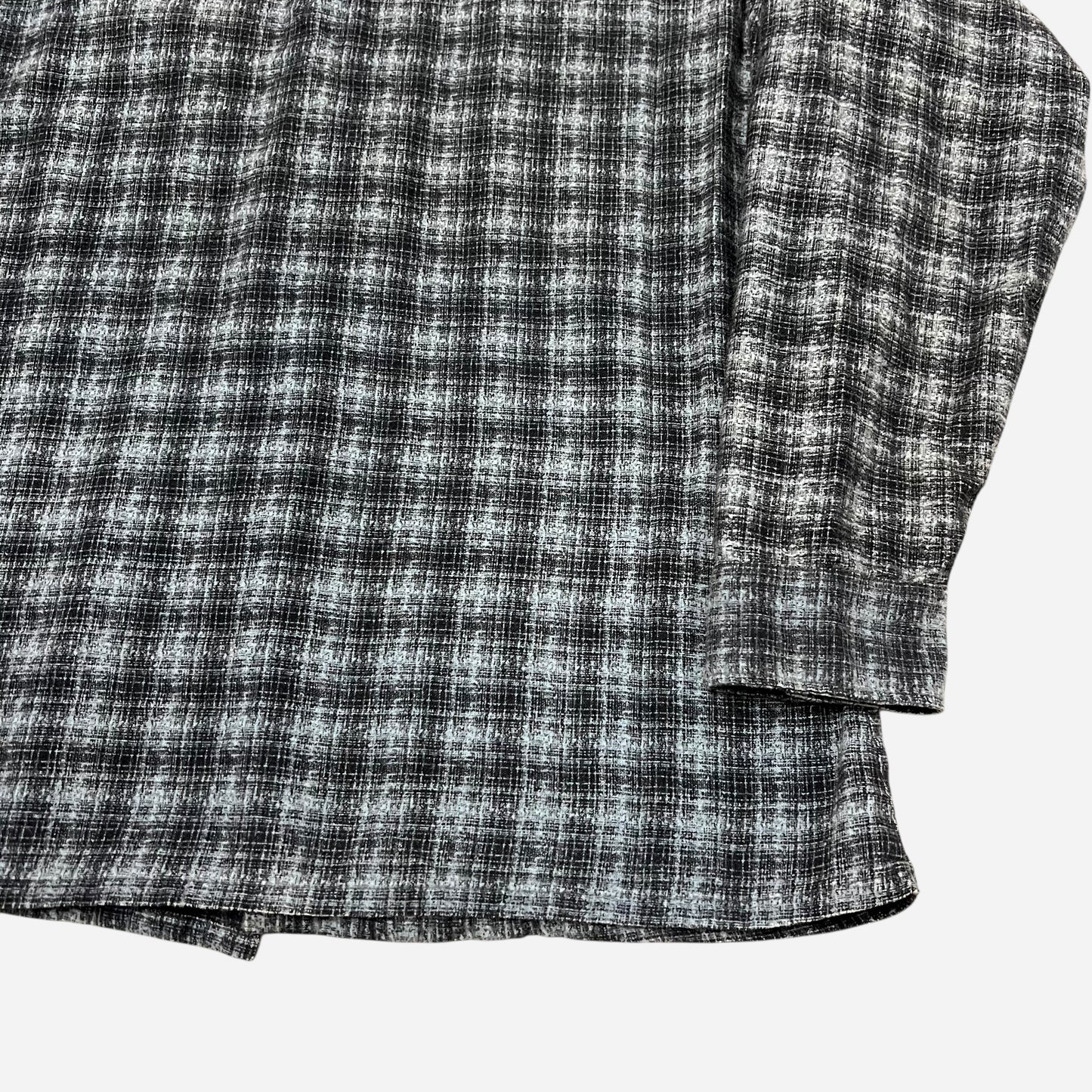 1960s E&W “Slim and Trim” blue & black shadow plaid cotton printed flannel shirt (L)