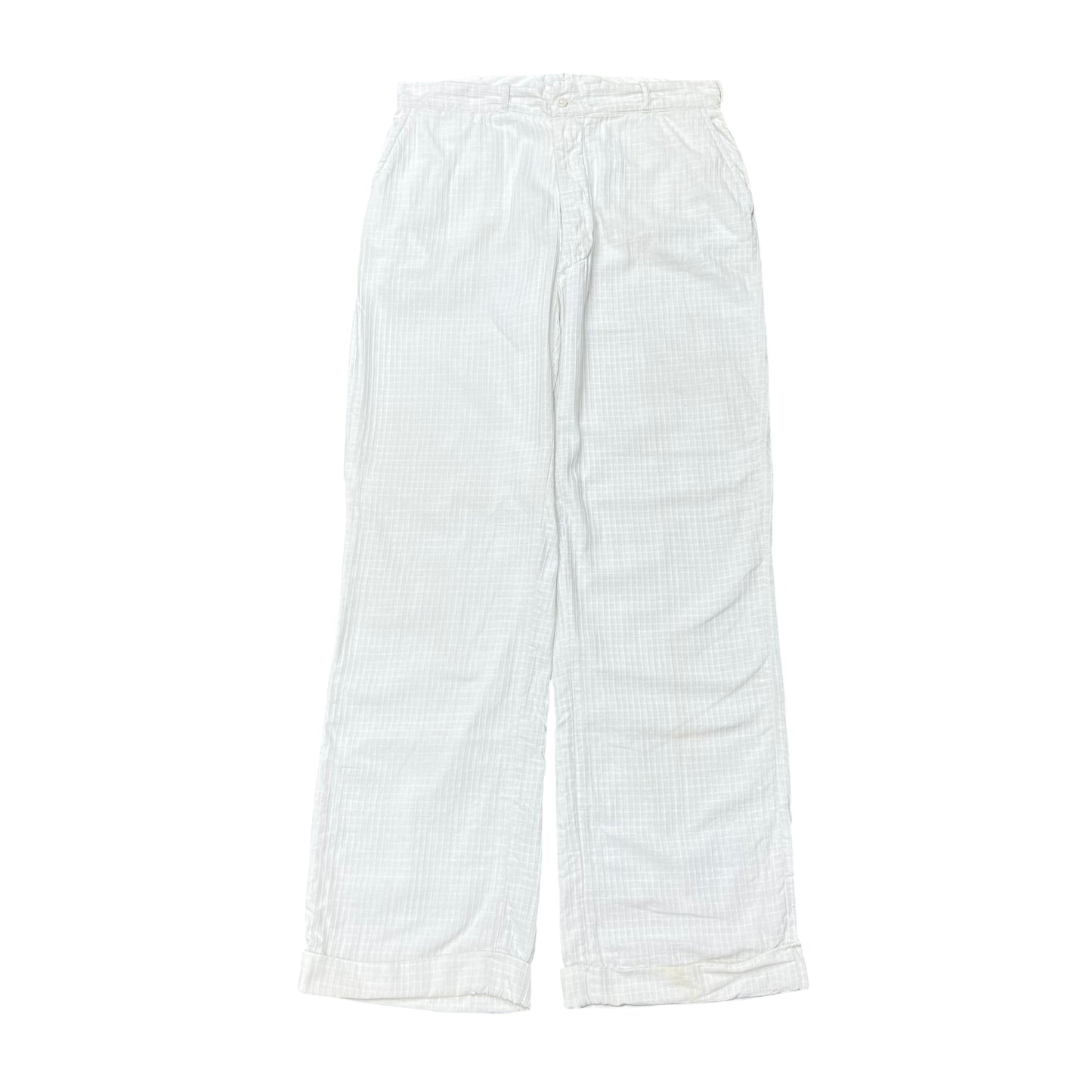 1930s 1940s N&W white cotton grid plaid pants (33w)