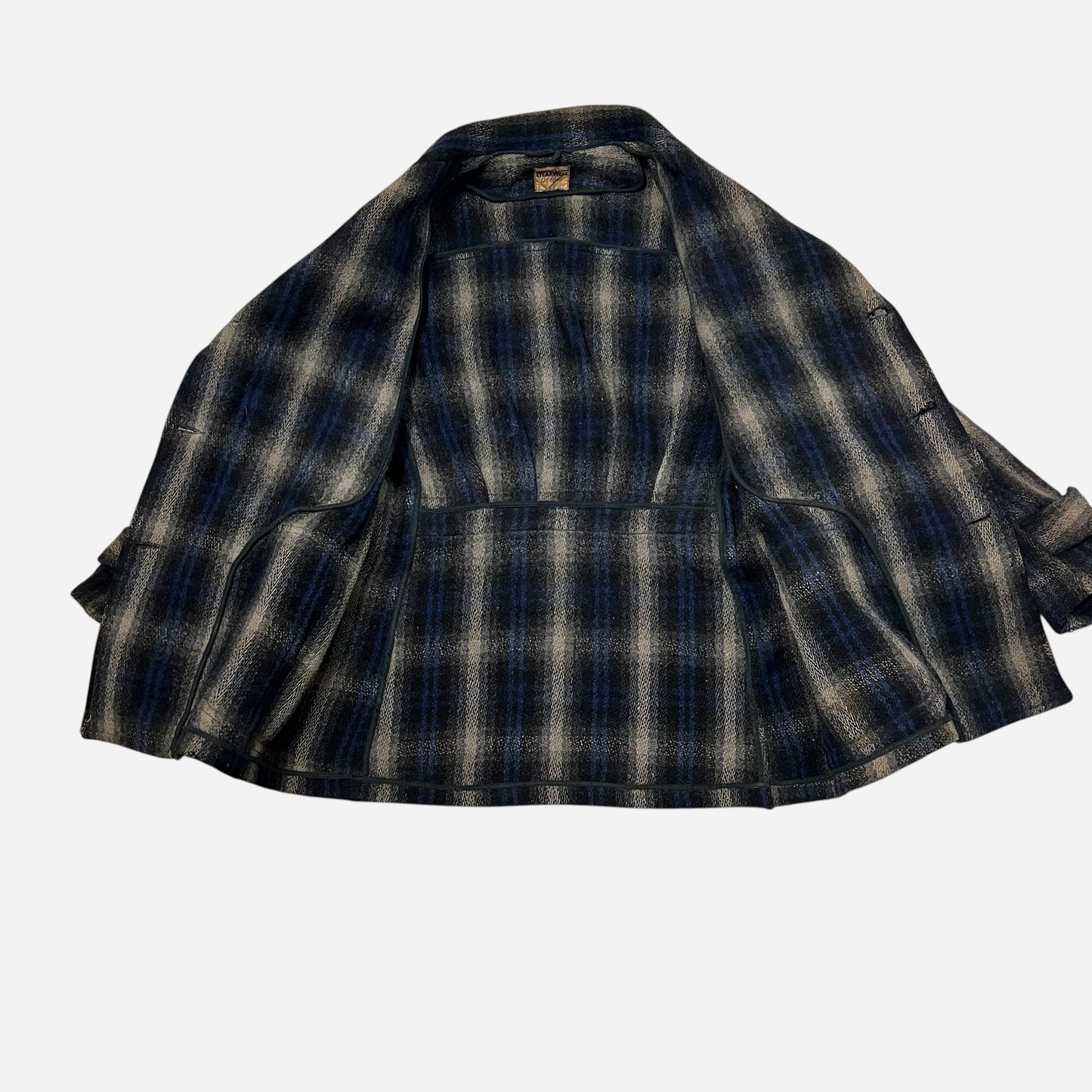 1940s Wearwell double breasted belted mackinaw wool coat (L)