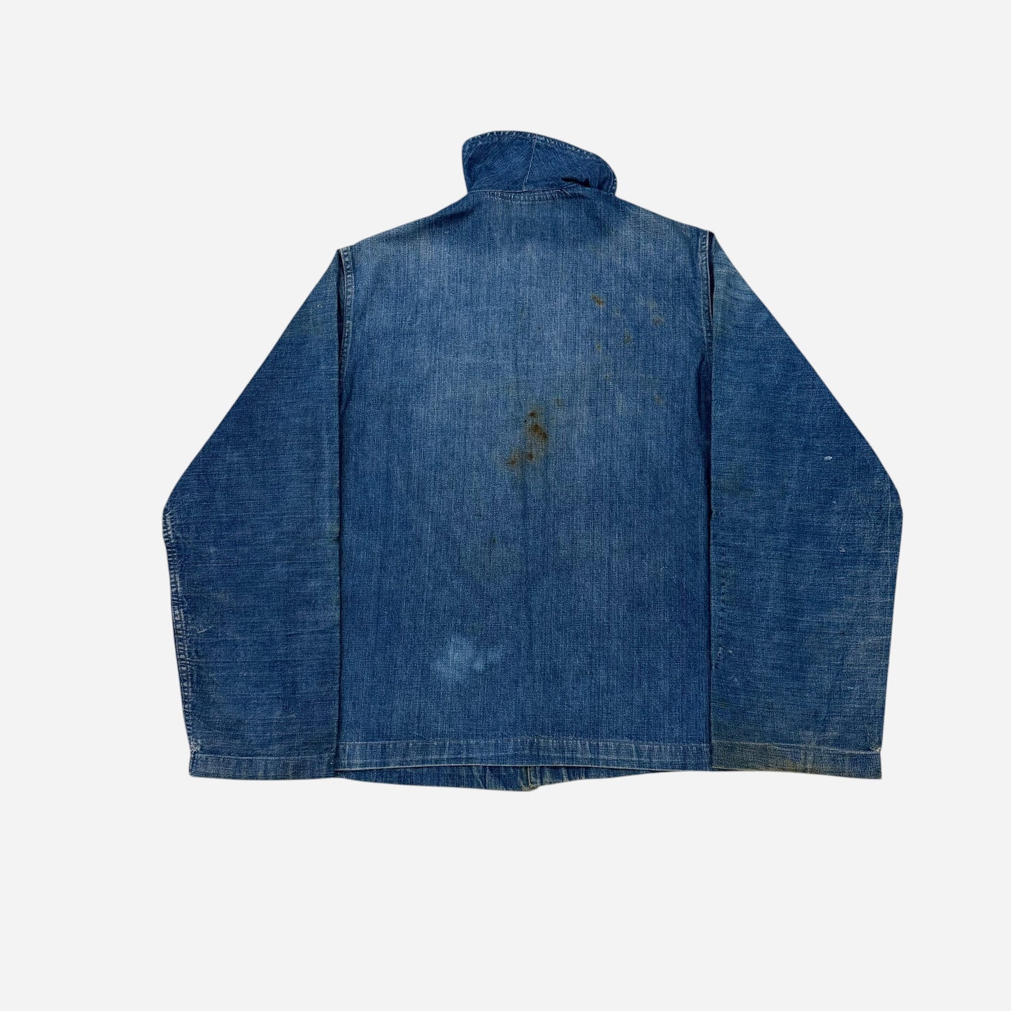 1940s WWII USN denim shawl collar jacket repaired (XL)