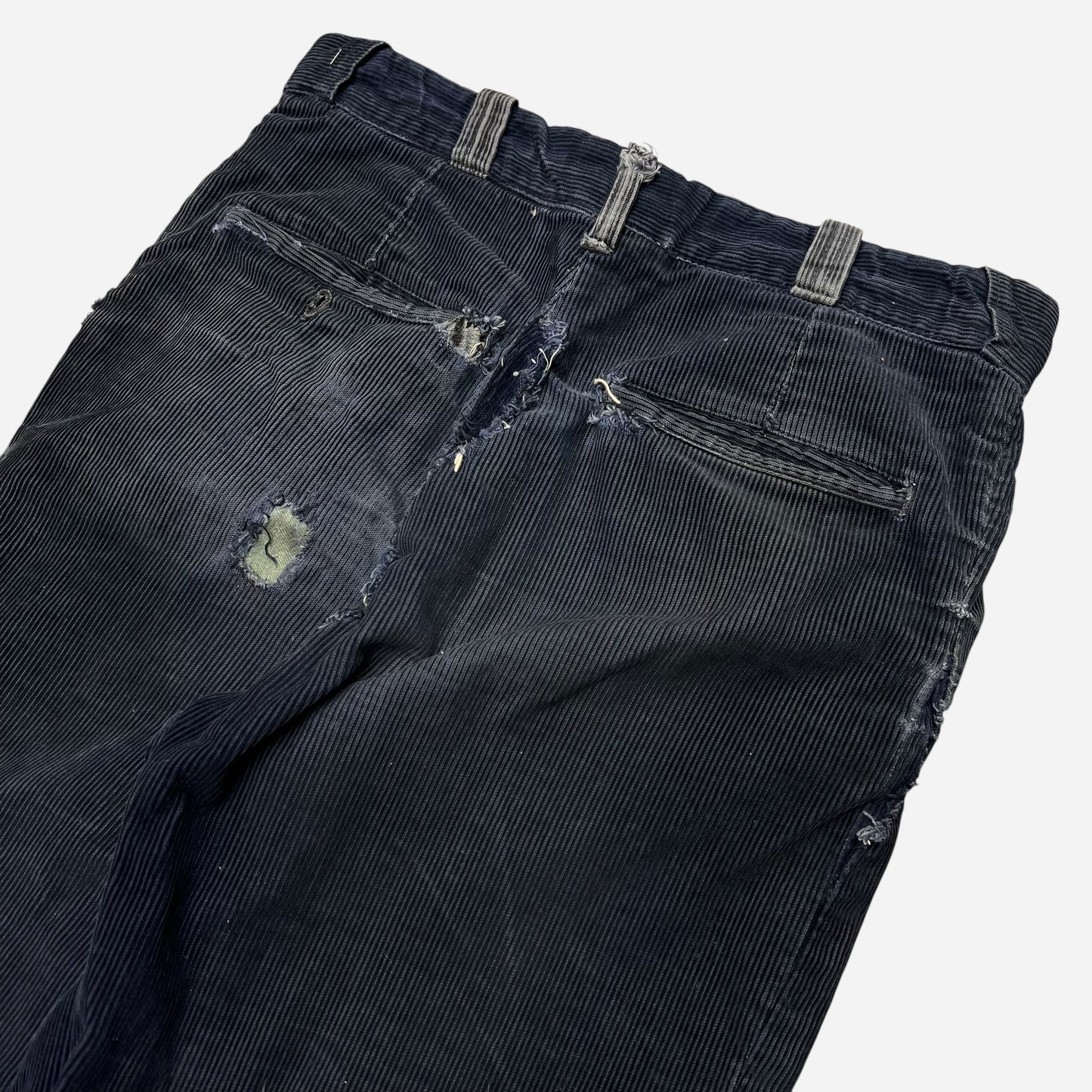 1950s Black corduroy sail cloth pants (29w)