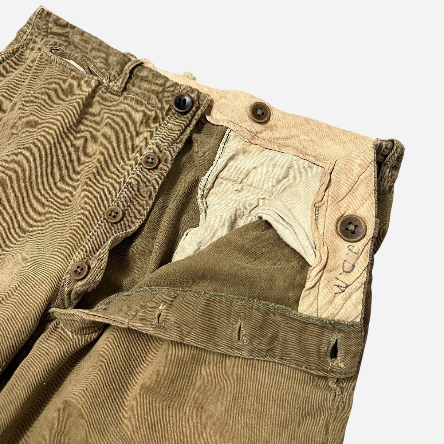 1920s Light cotton button fly pants (30w)
