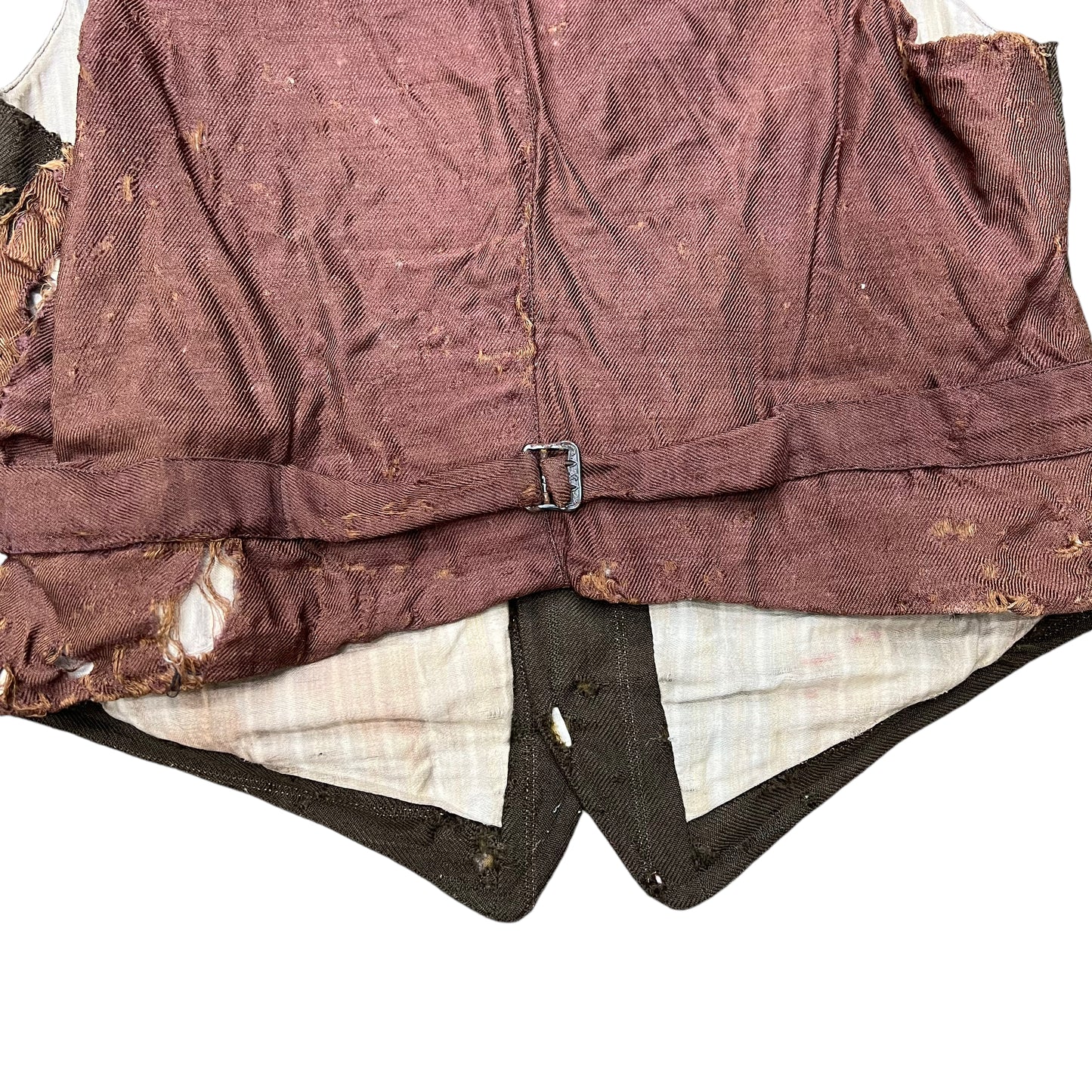 1900s-1910s Distressed brown striped wool vest (M)