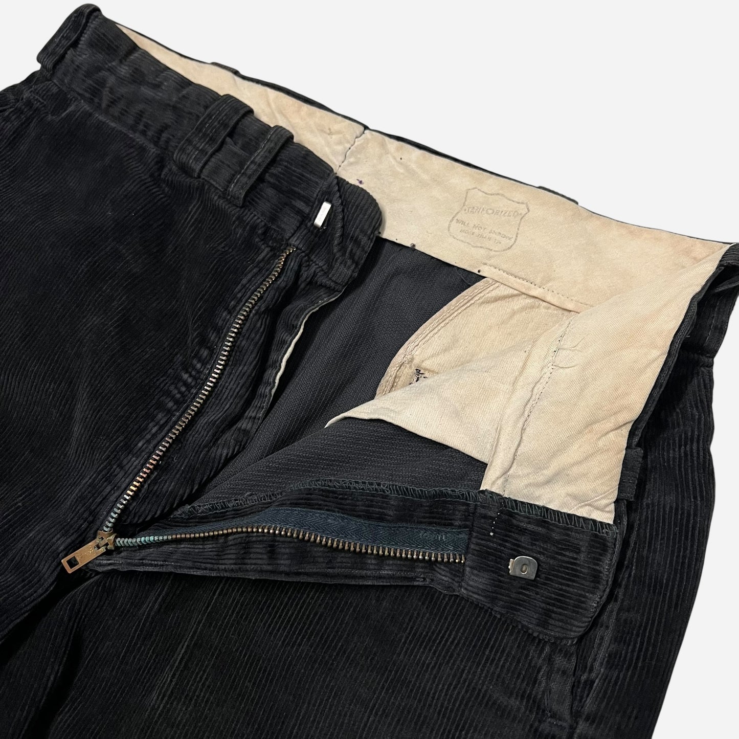 1950s Black corduroy sail cloth pants (31w)