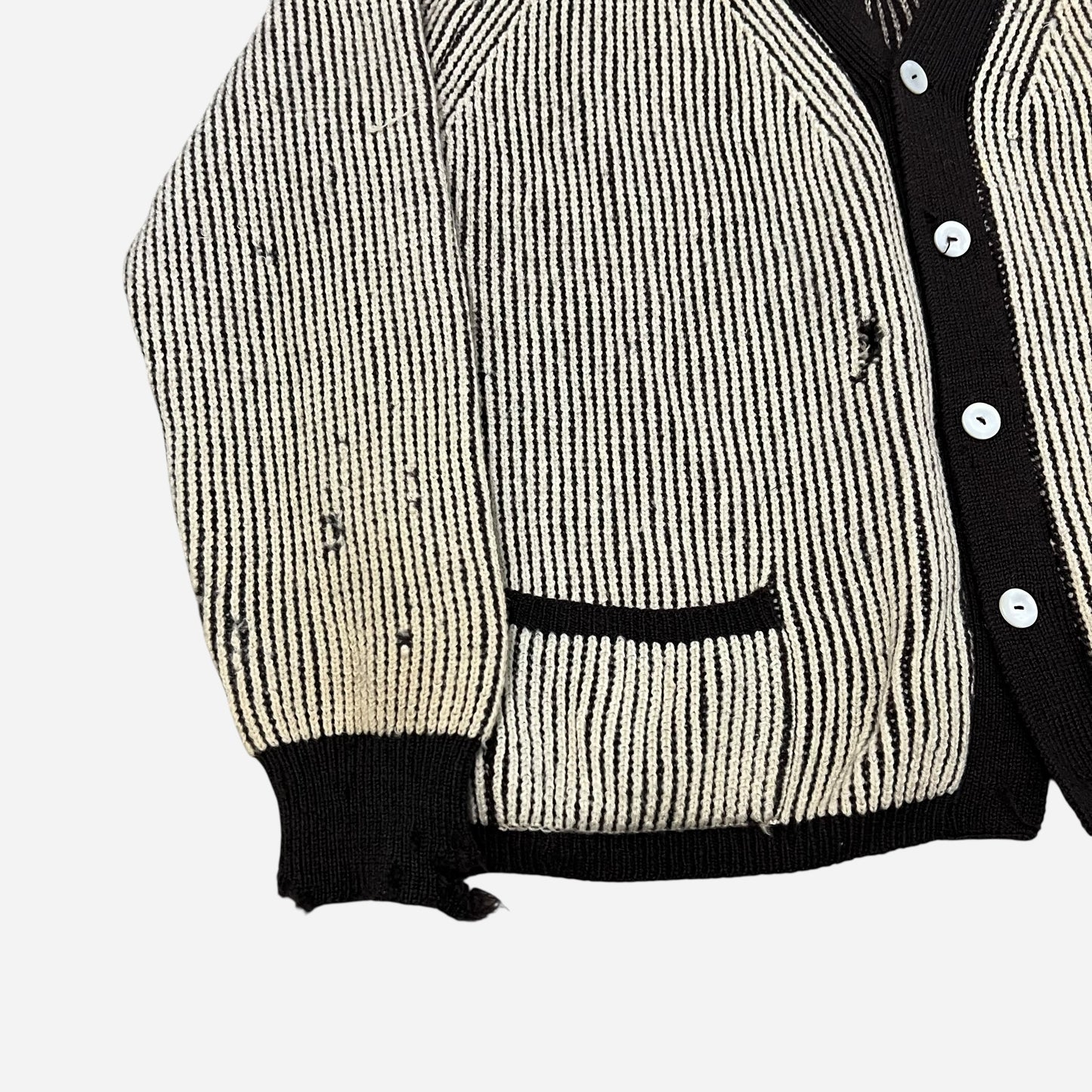 1940s Brown/cream ribbed soft wool cardigan (L/XL)
