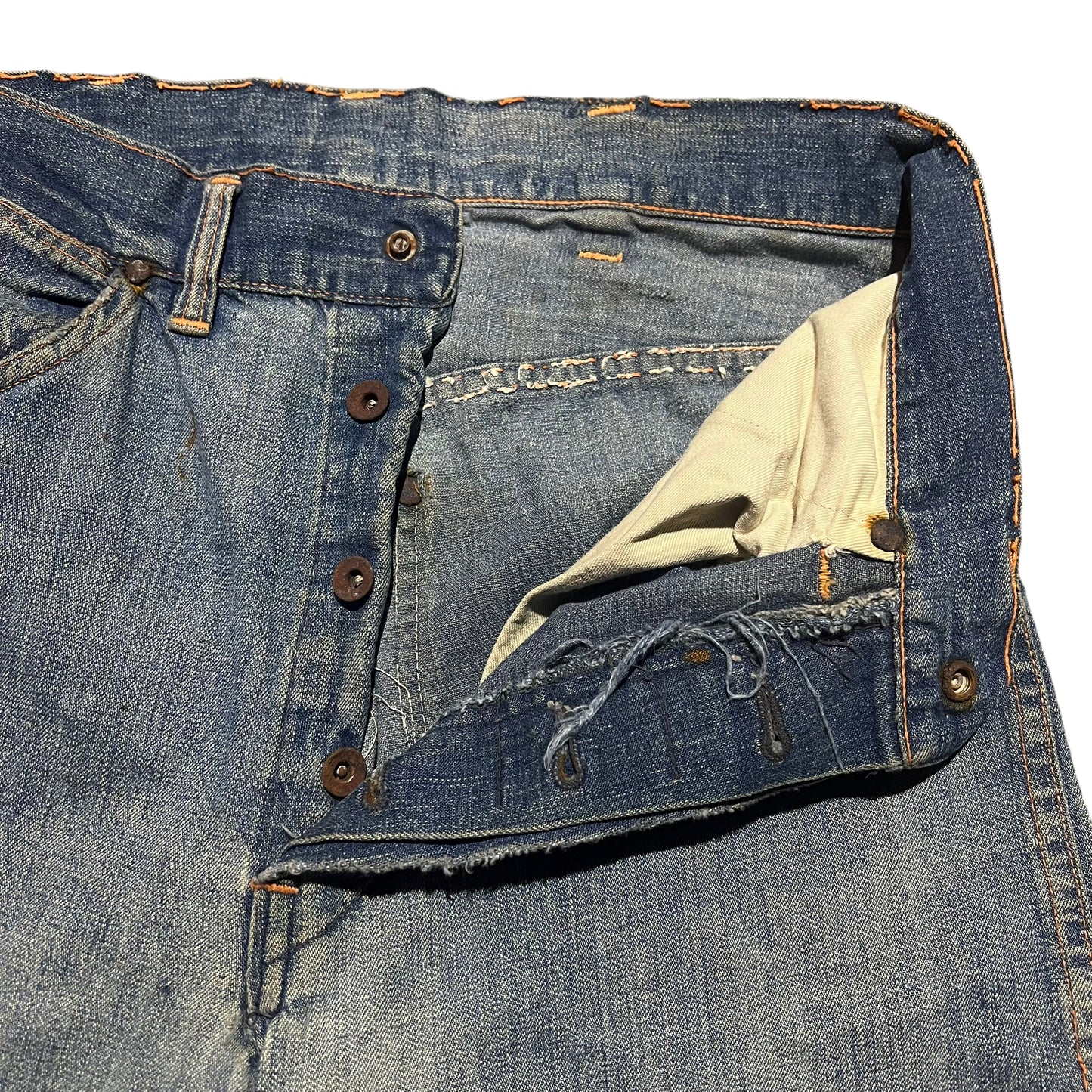 1940s Happy Jacks donut button fly denim jeans (29w)