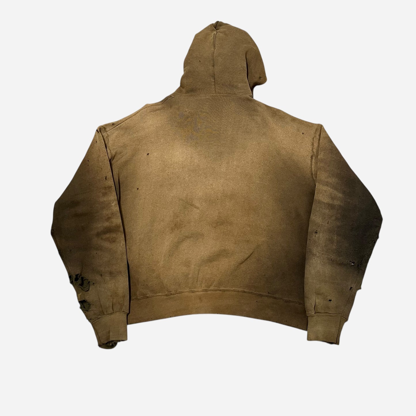 1960s Brown zip up hoodie oil stained (M/L)