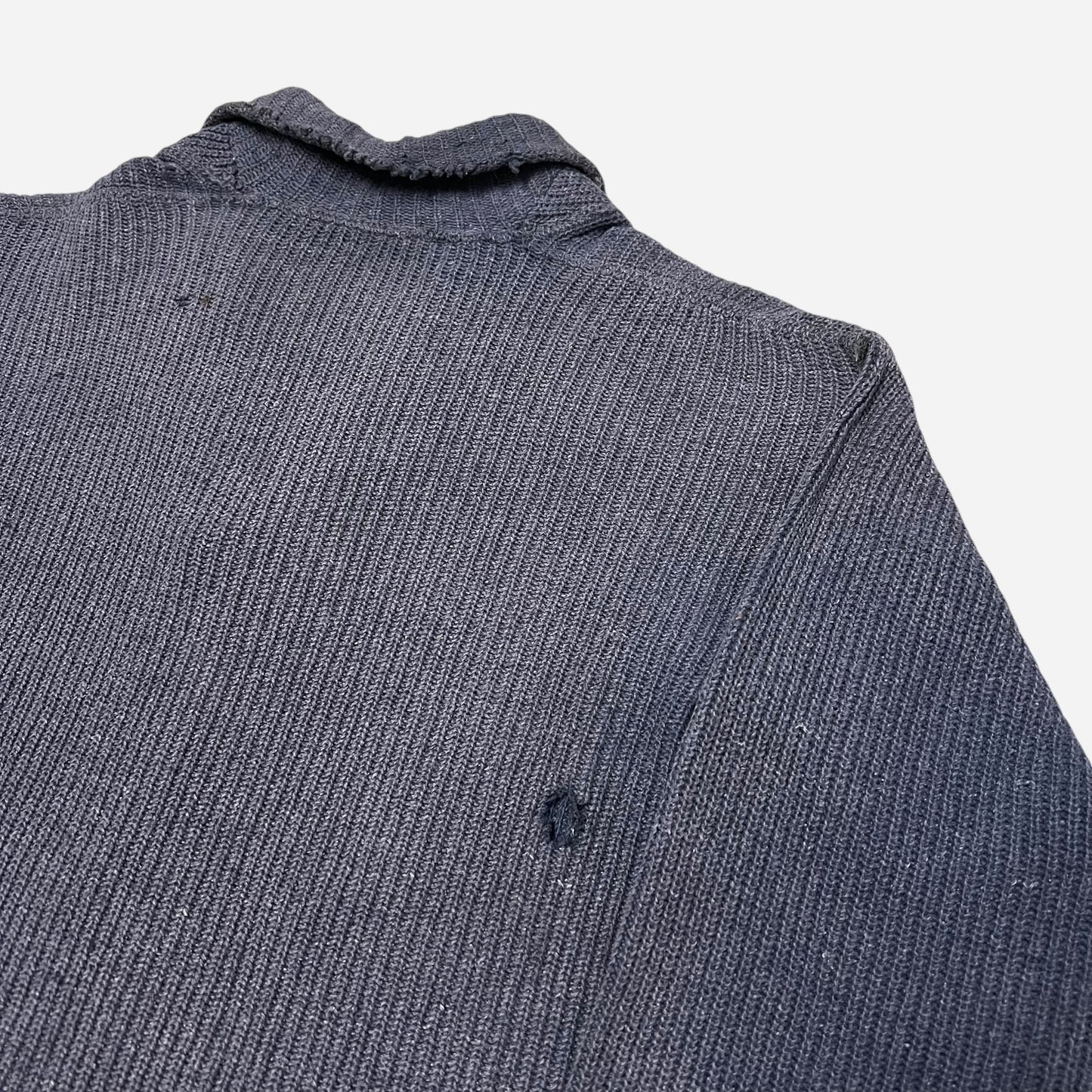 1920s 1930s Blue shawl collar cotton knit sweater (S/M)