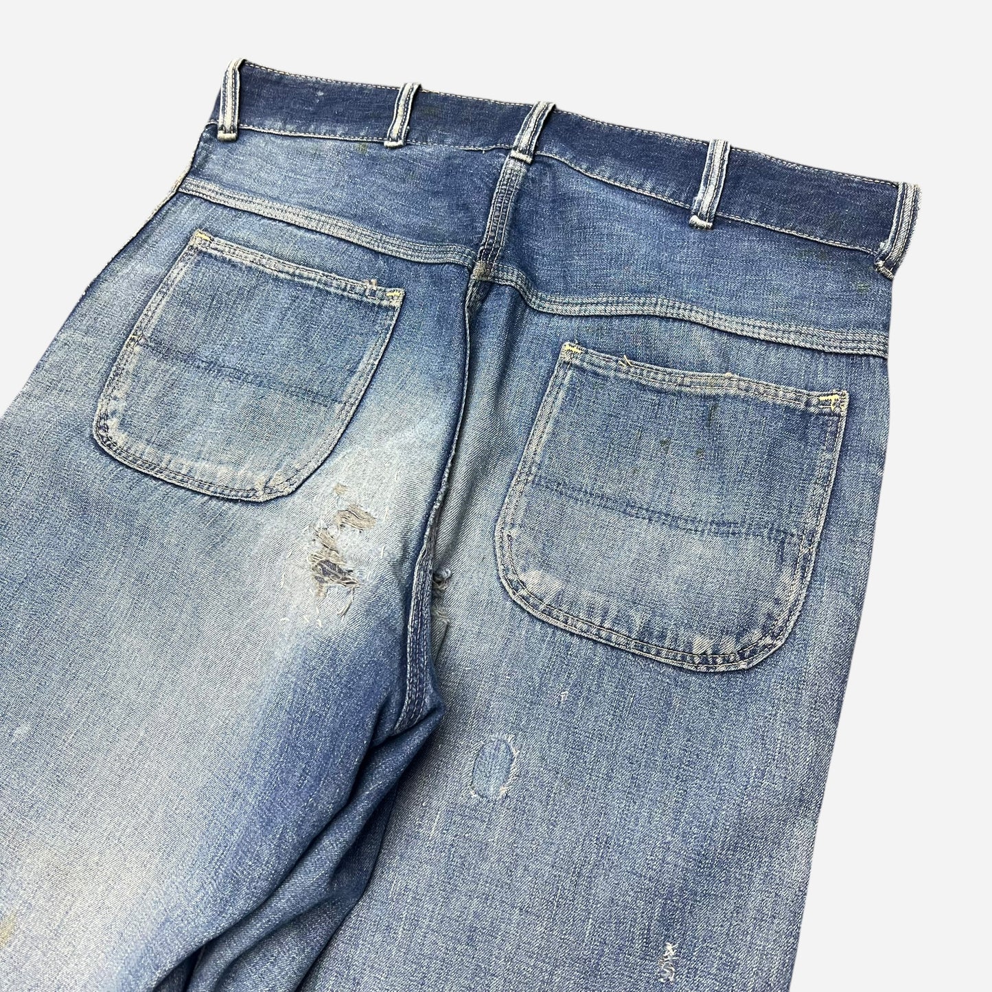 1930s Fatigue pocket repaired denim jeans (34w)