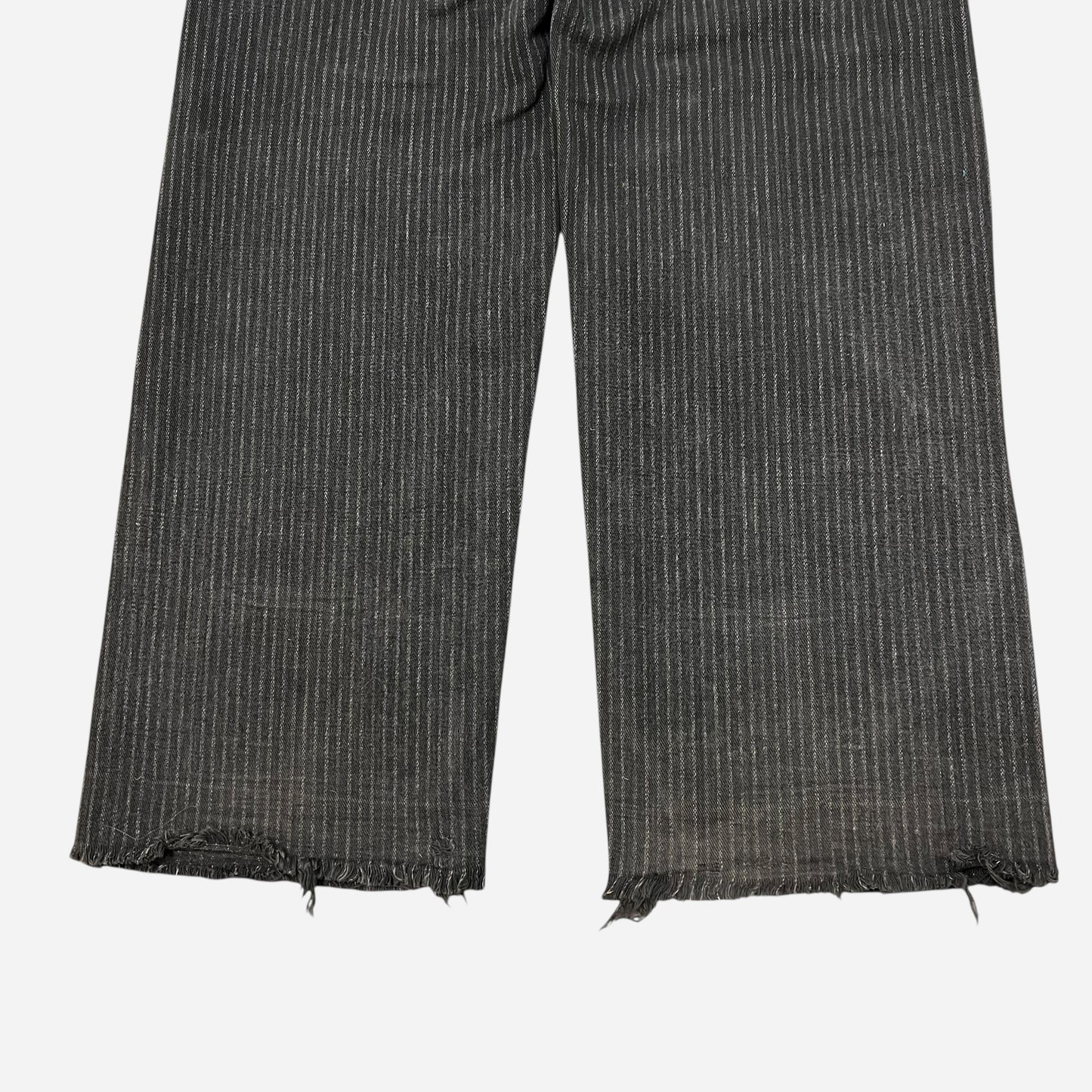 1940s Dark gray striped heavy cotton button fly work pants (30w)