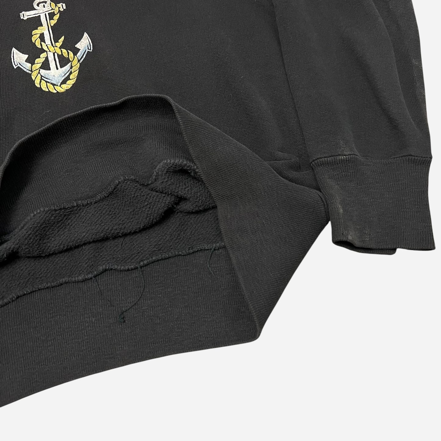 1950s US Navy black flock print sweat shirt (M/L)