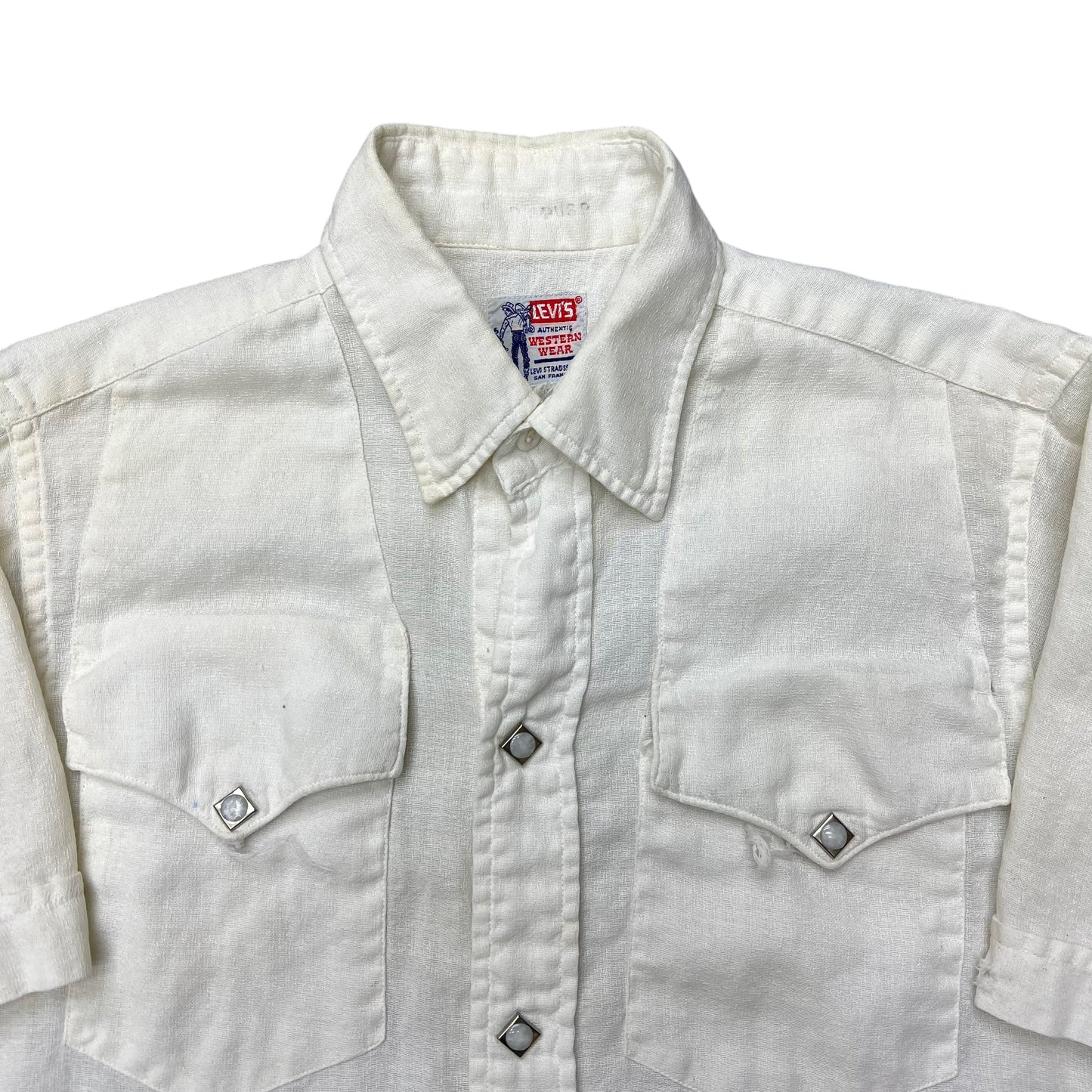 1950s Levi’s white cotton pearl snap shirt (S)