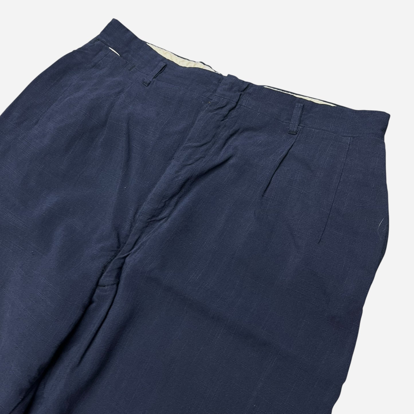 1950s Navy blue linen pleated pants (33w)