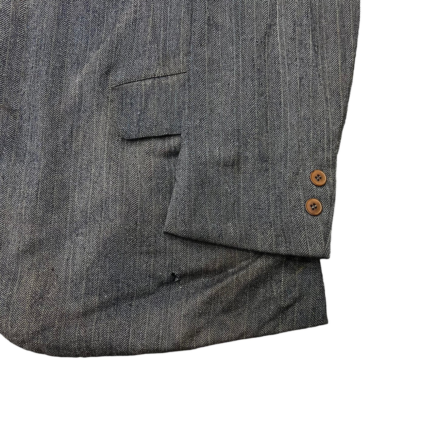 1920s Faded distressed grey herringbone work suit jacket (M/L)
